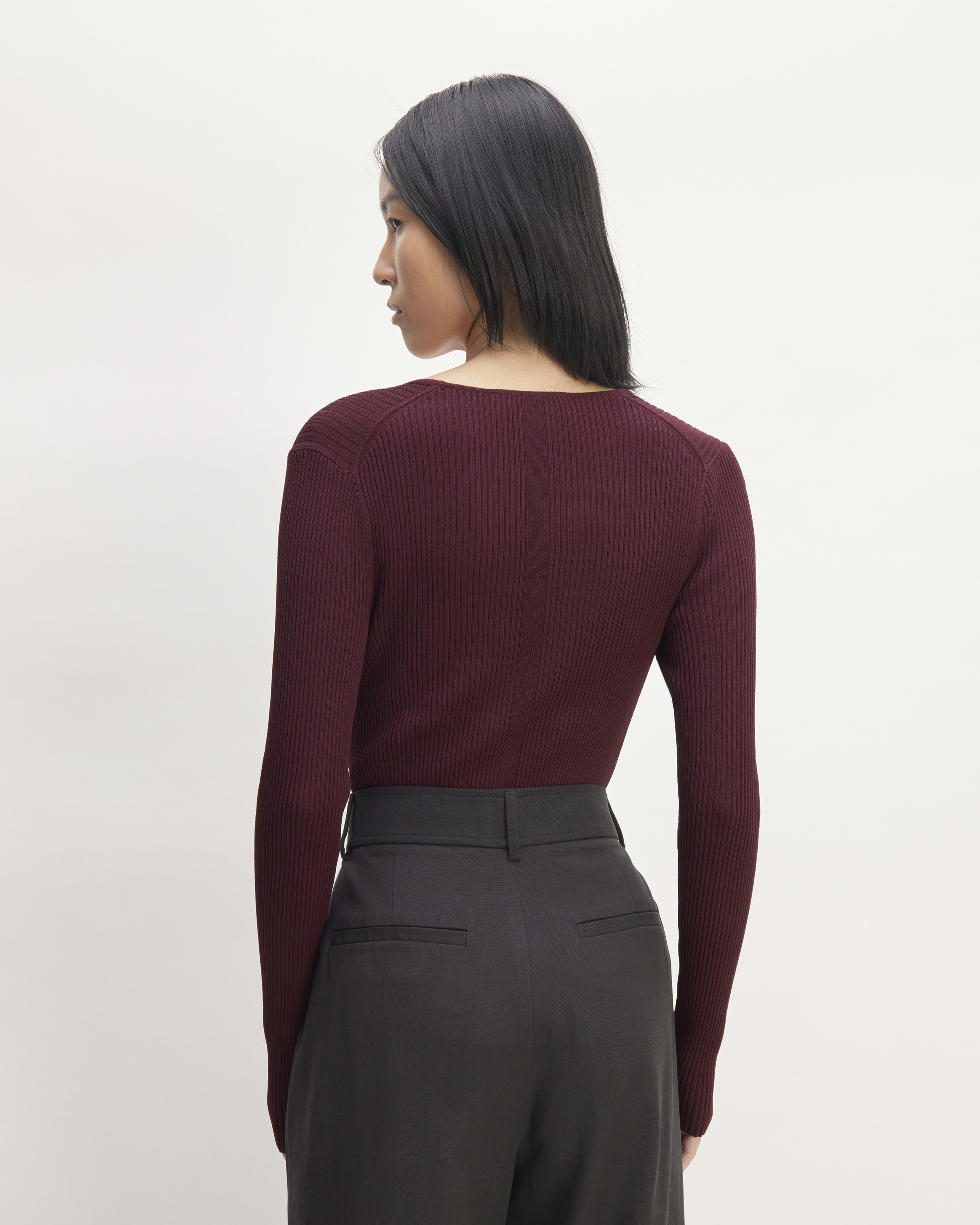 The Ribbed Scoop-Neck Sweater Burgundy – Everlane