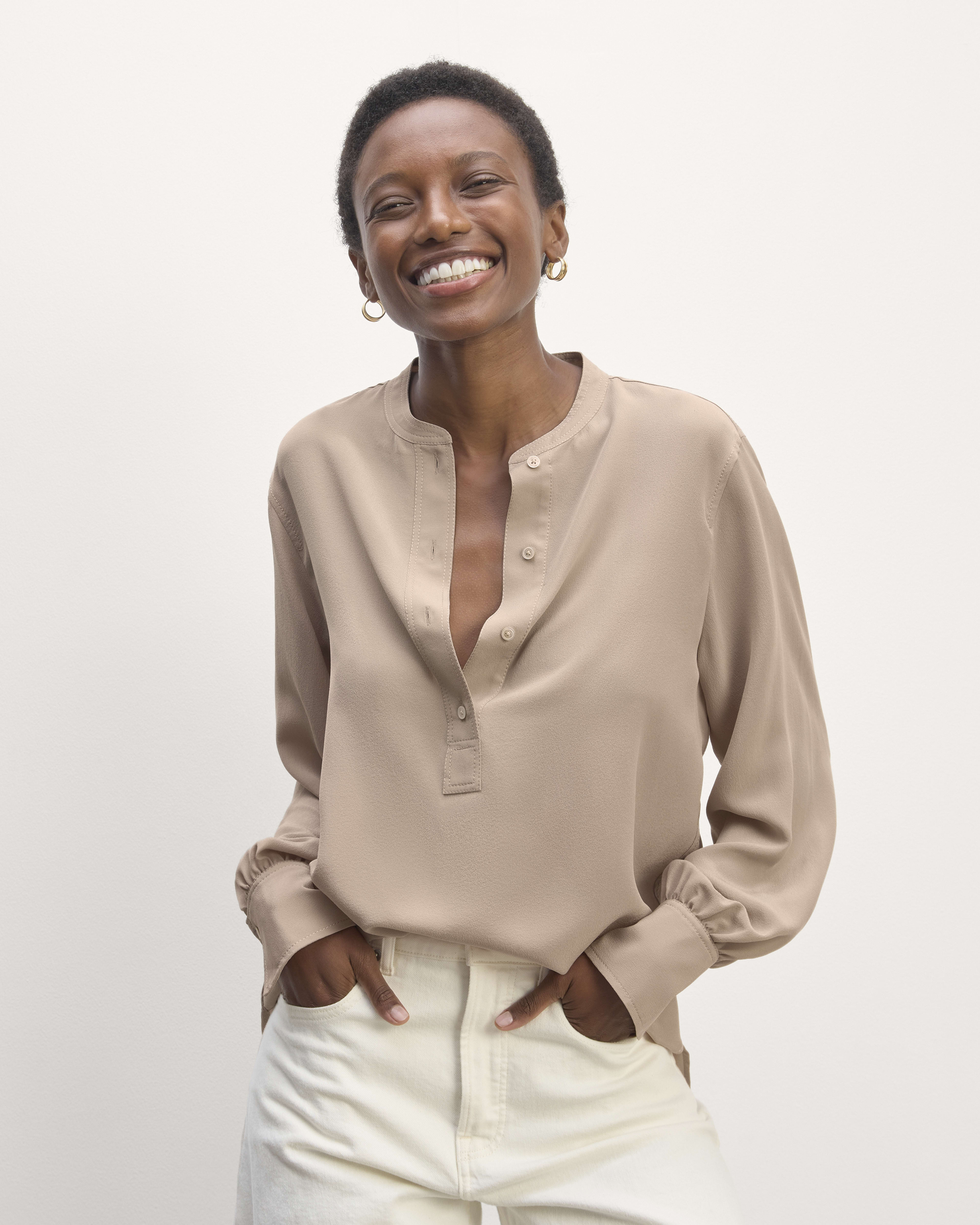 The Henley Shirt in Washable Silk