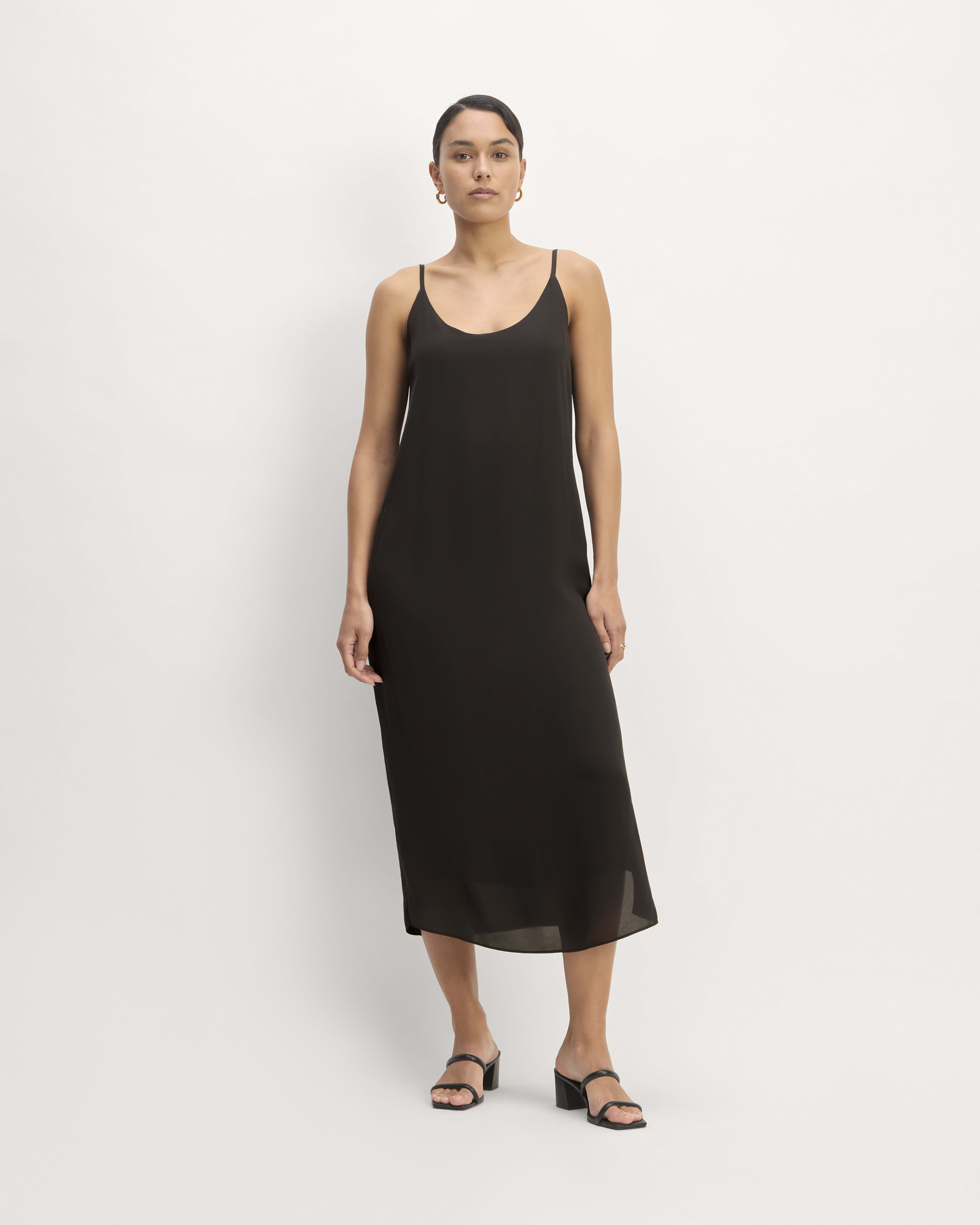 Plain black slip dress discount