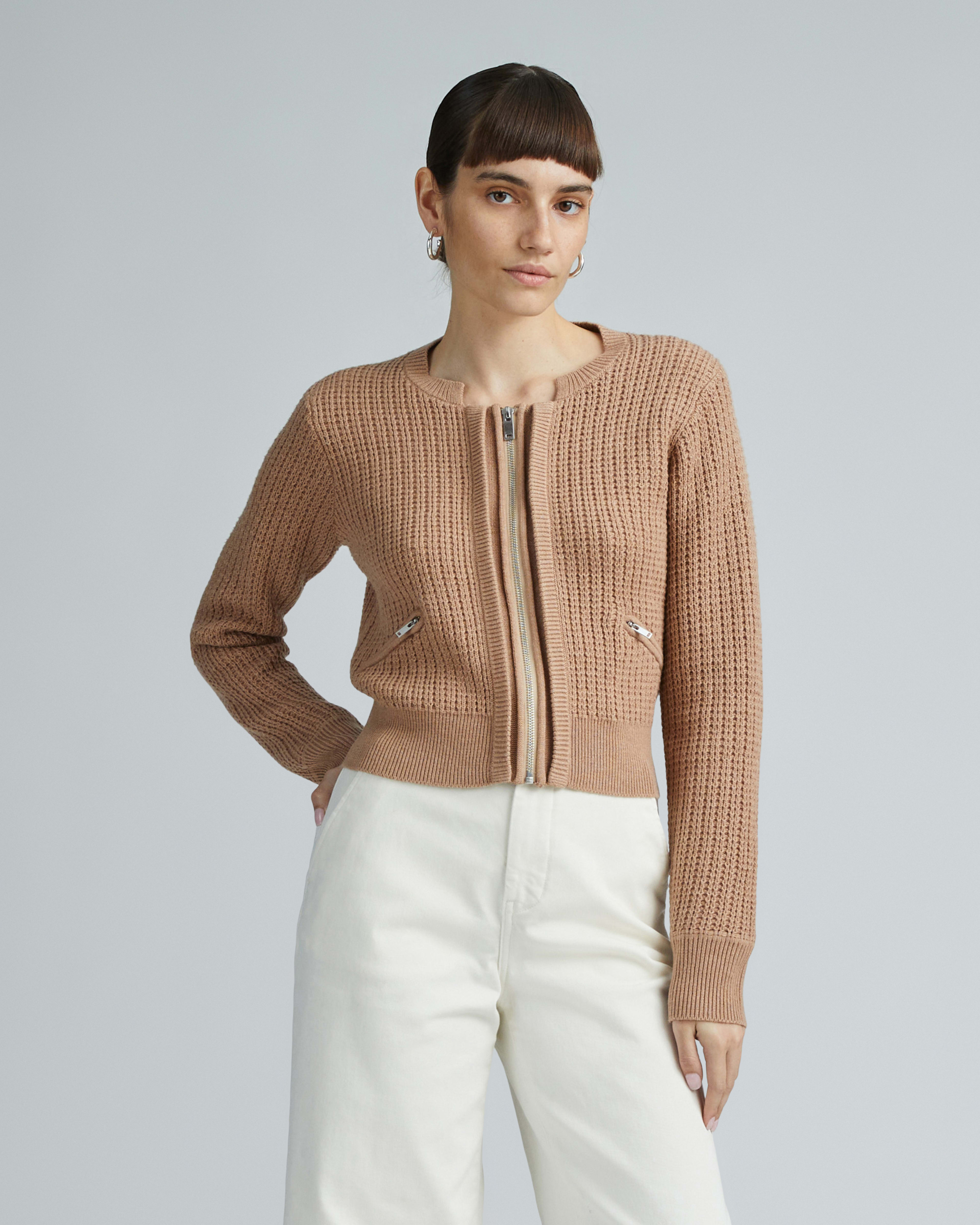 The Cropped Cotton-Merino Bomber Chestnut – Everlane