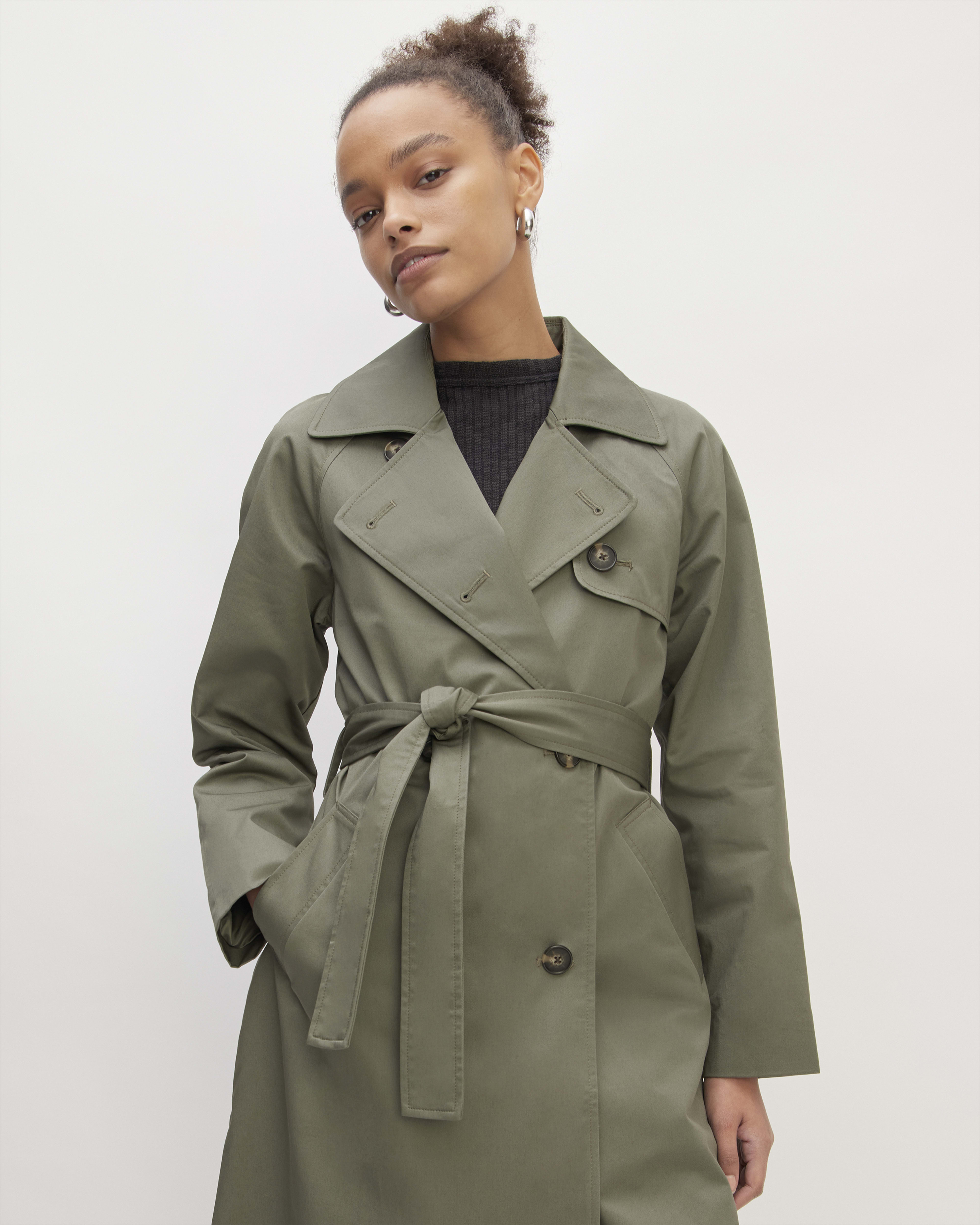 The Cotton Modern Trench Coat Pewter Green – Everlane