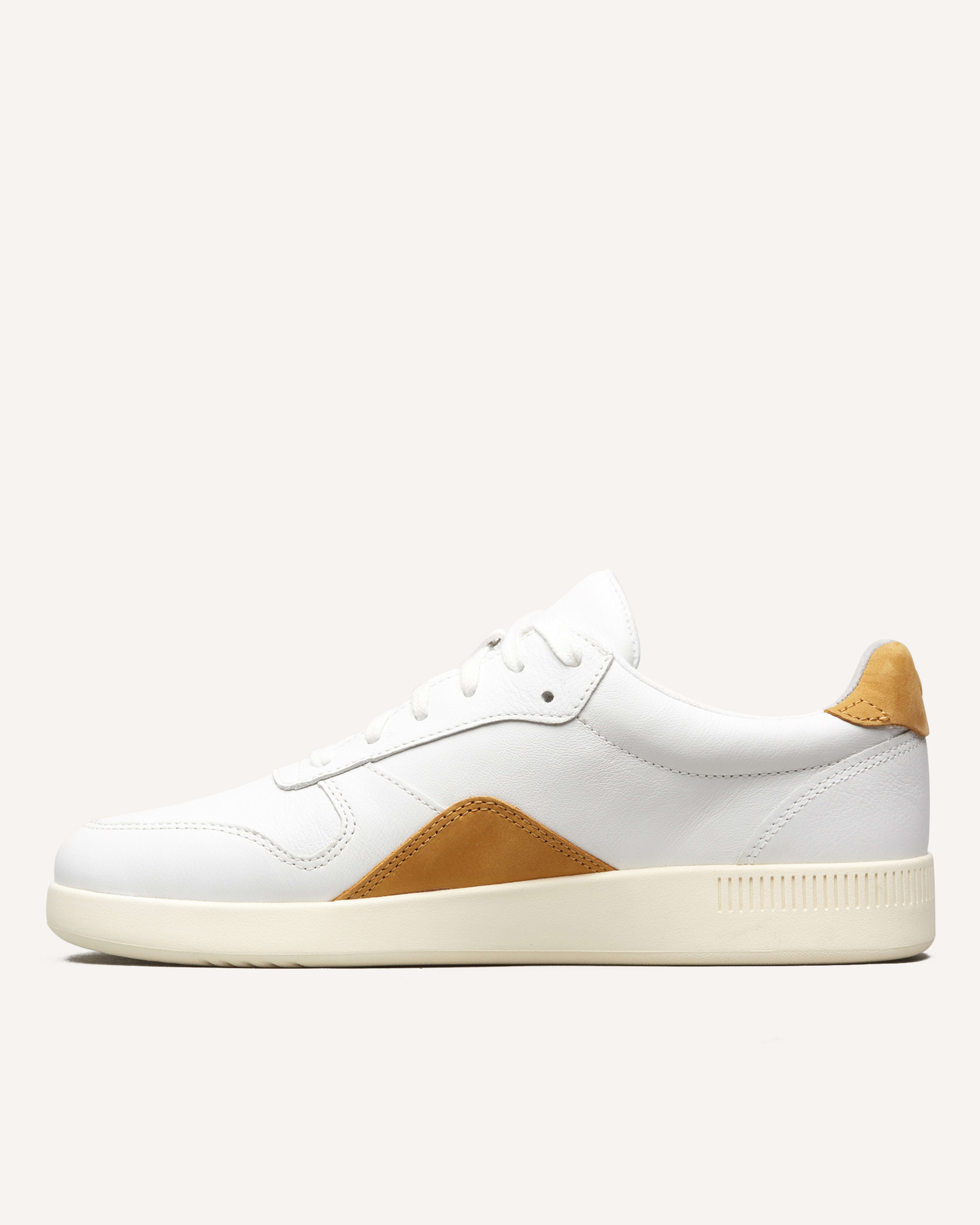 The ReLeather® Court Sneaker White / Mustard Everlane