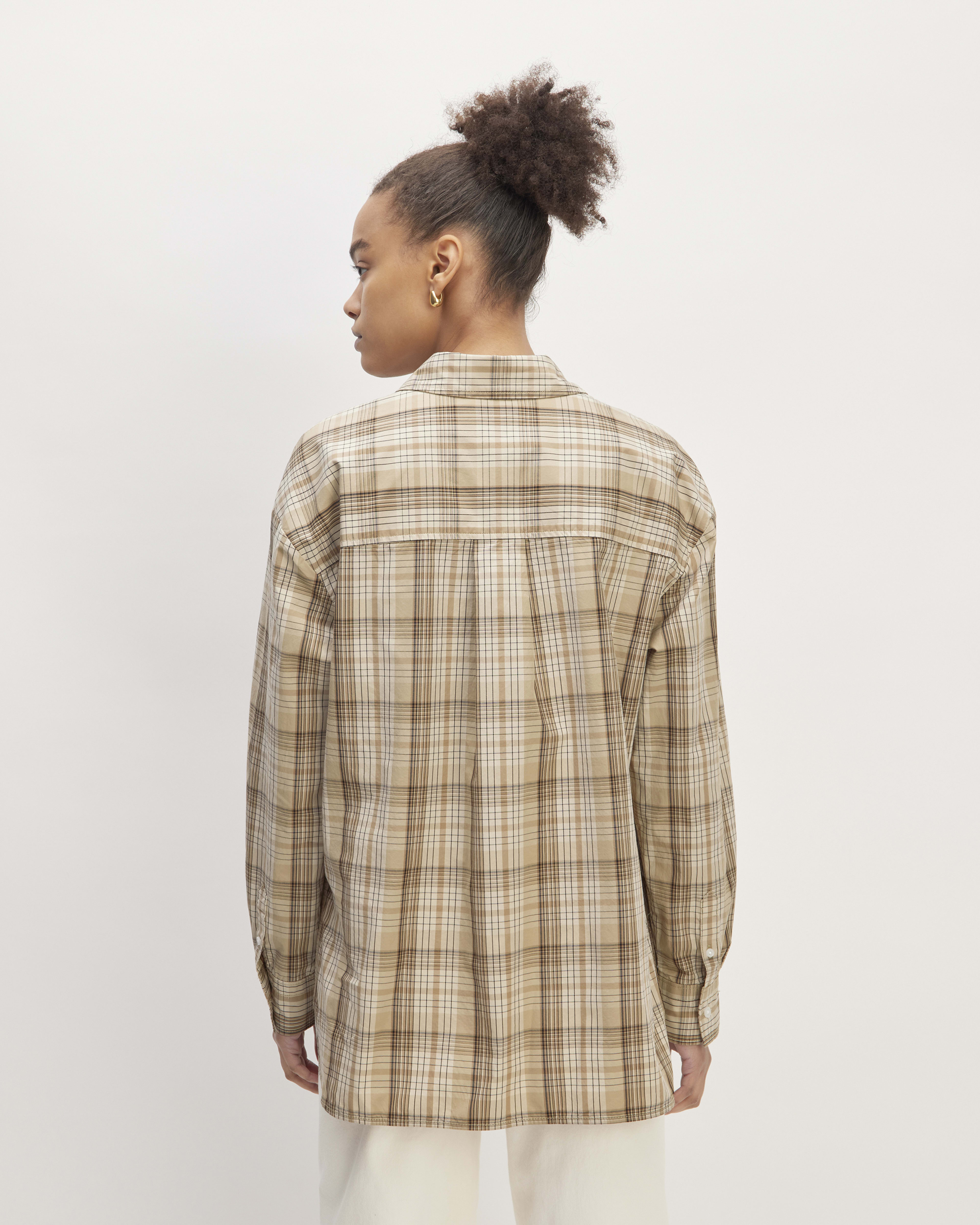 The Supima® Cotton Boyfriend Shirt Pale Khaki Plaid Everlane
