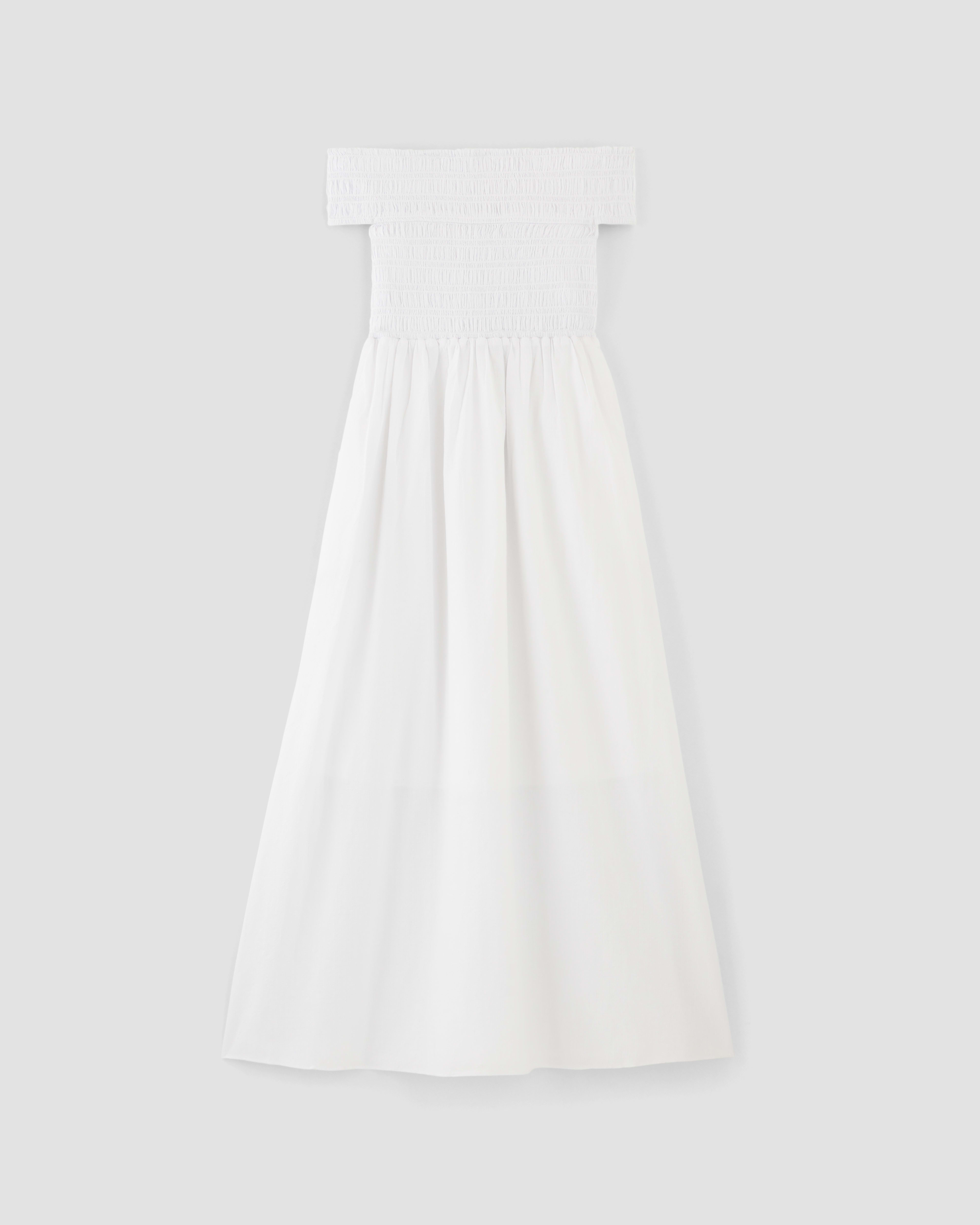 The Gauze Off-the-Shoulder Dress White – Everlane
