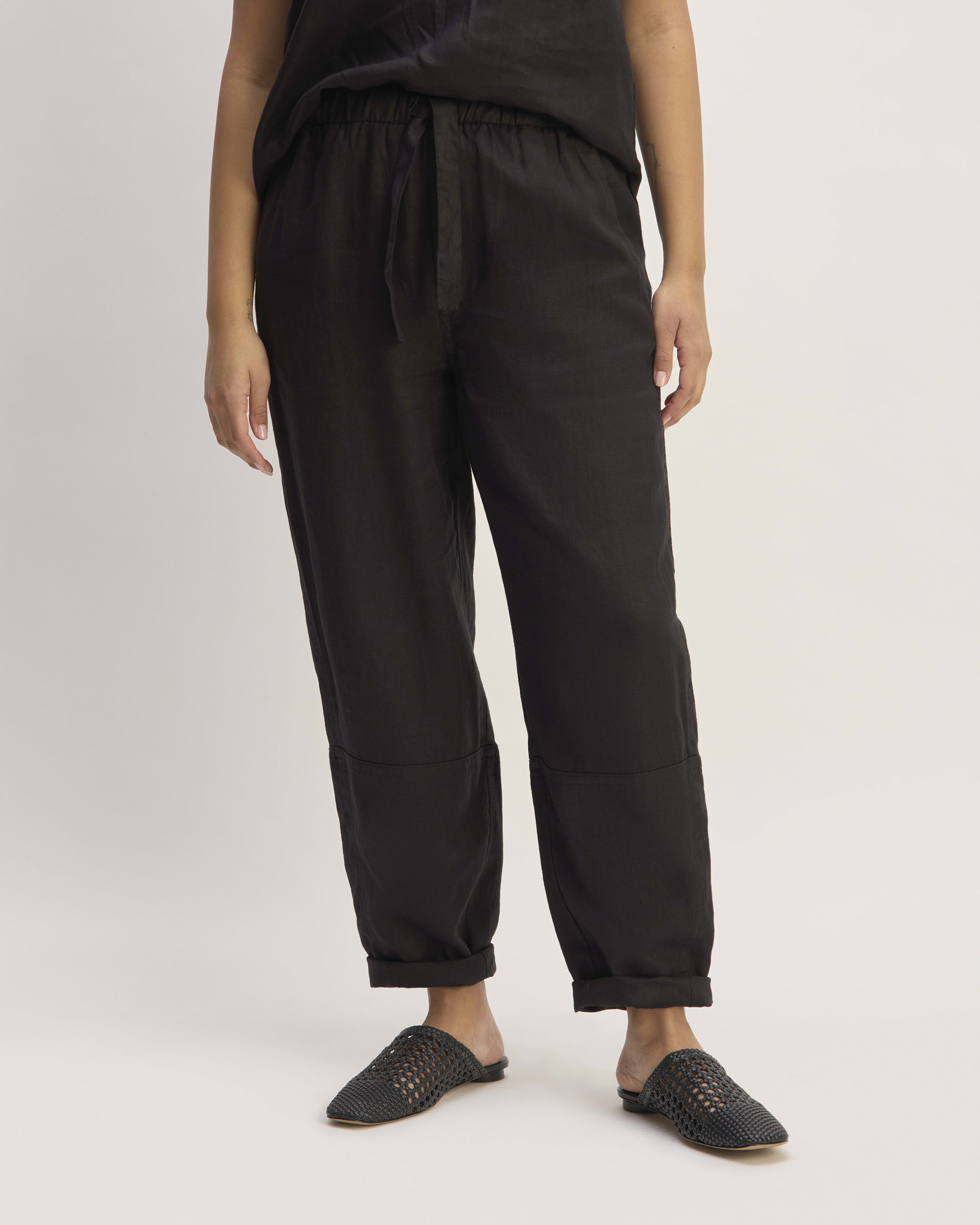 Black Barrel Fit Linen pants