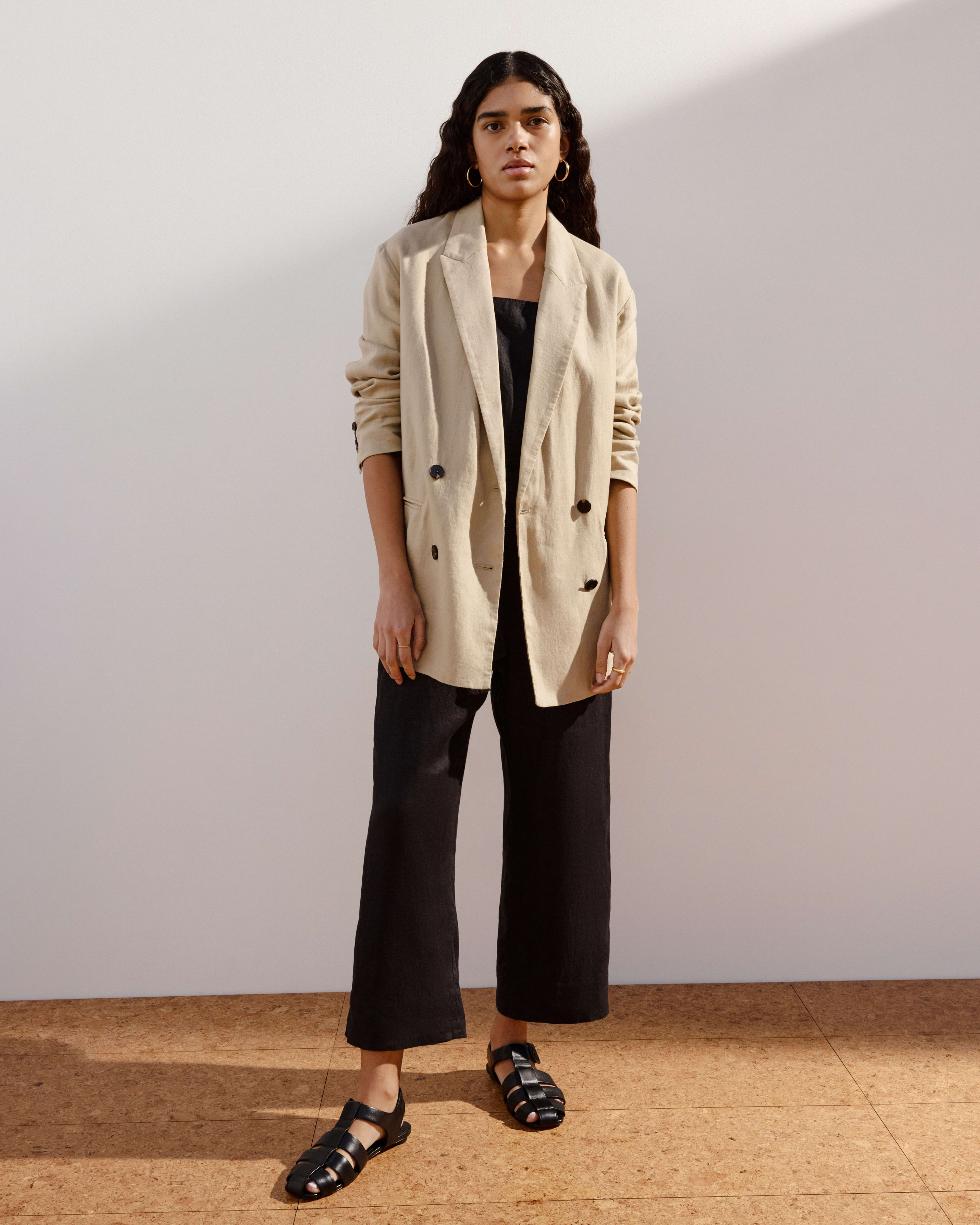 Texture Woven Sleeveless Jumpsuit With Side Button main image 1