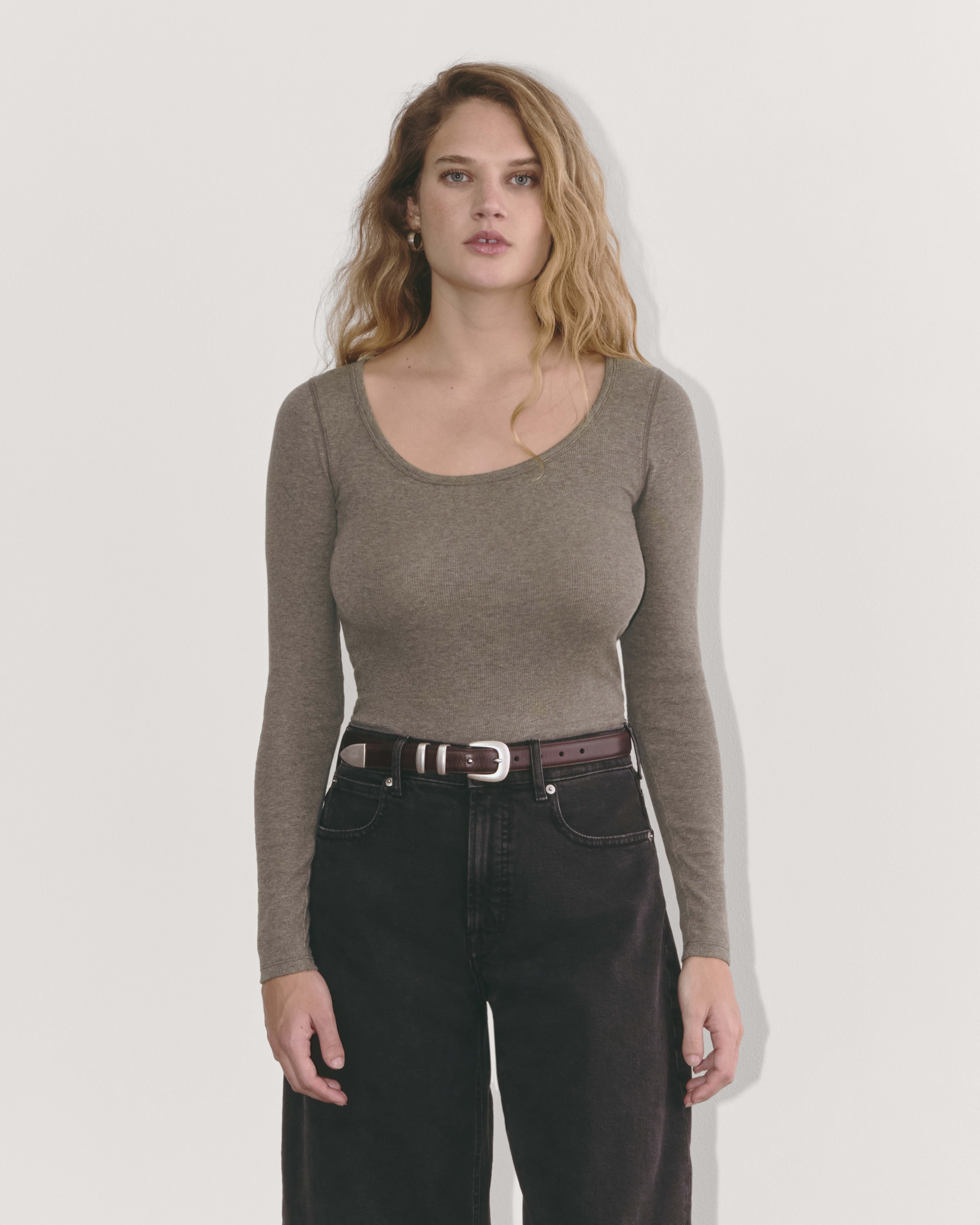 The Luxe Rib Long-Sleeve Scoop-Neck Tee
