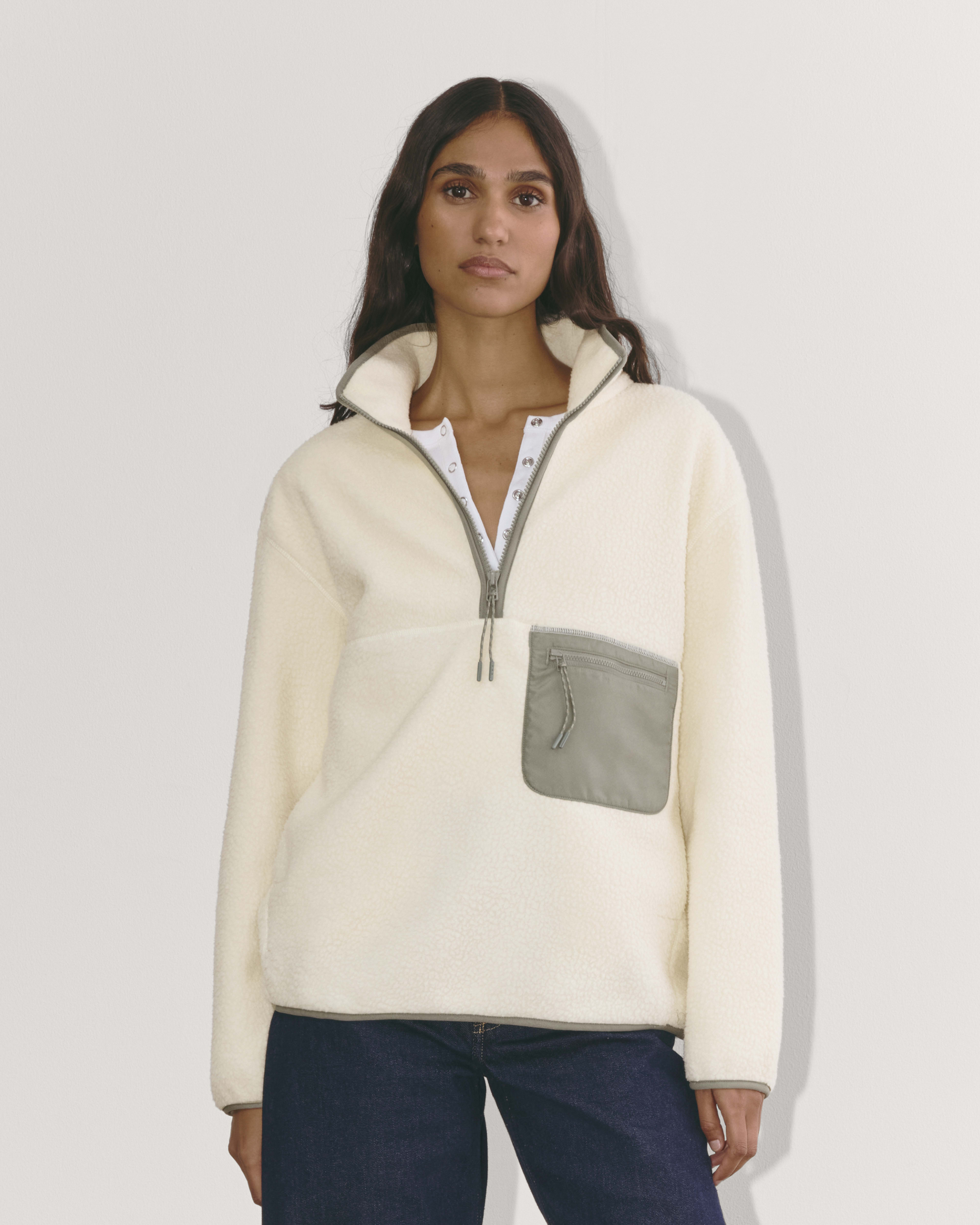 Everlane oversized fleece half zip deals