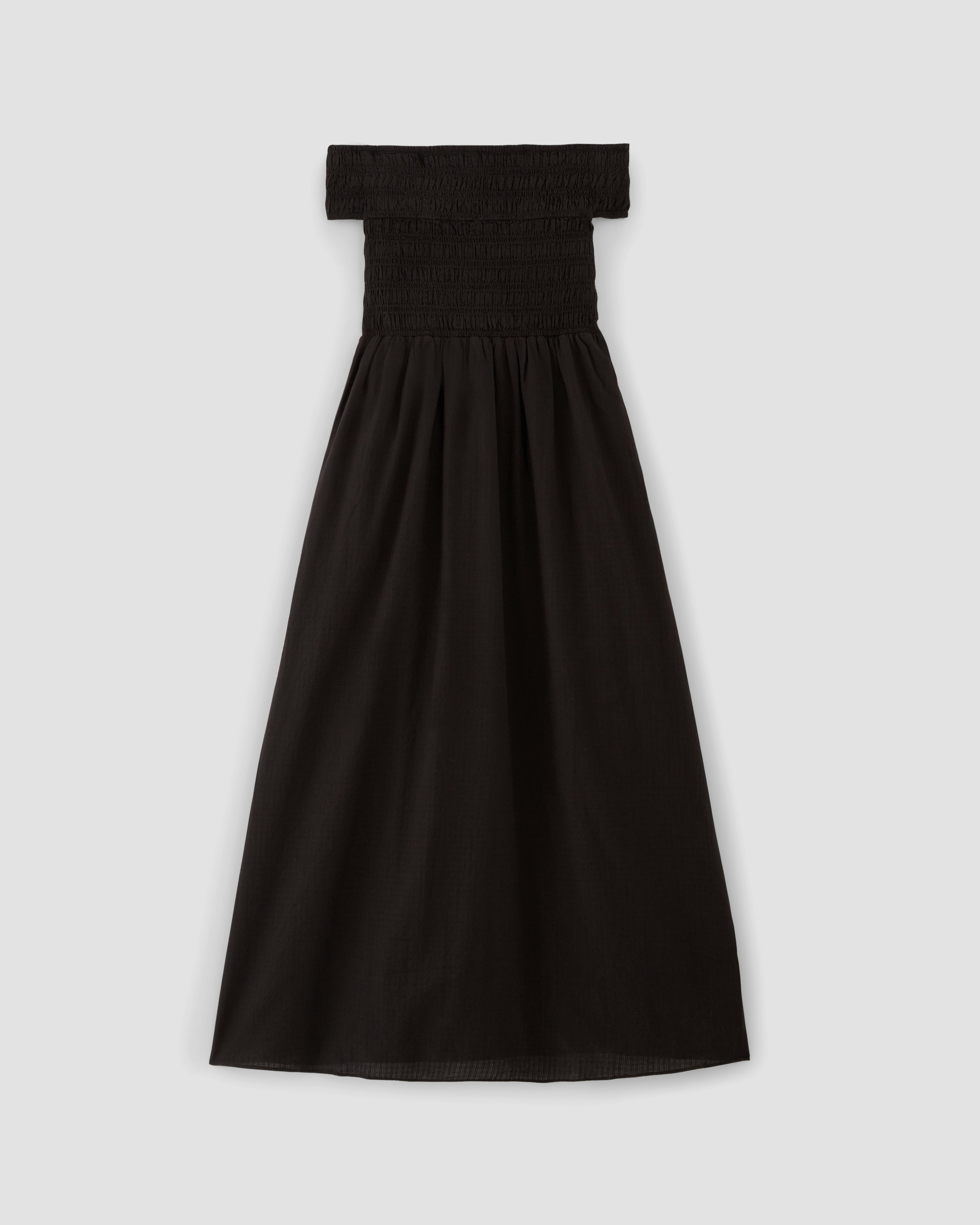 The Gauze Off-the-Shoulder Dress Black – Everlane