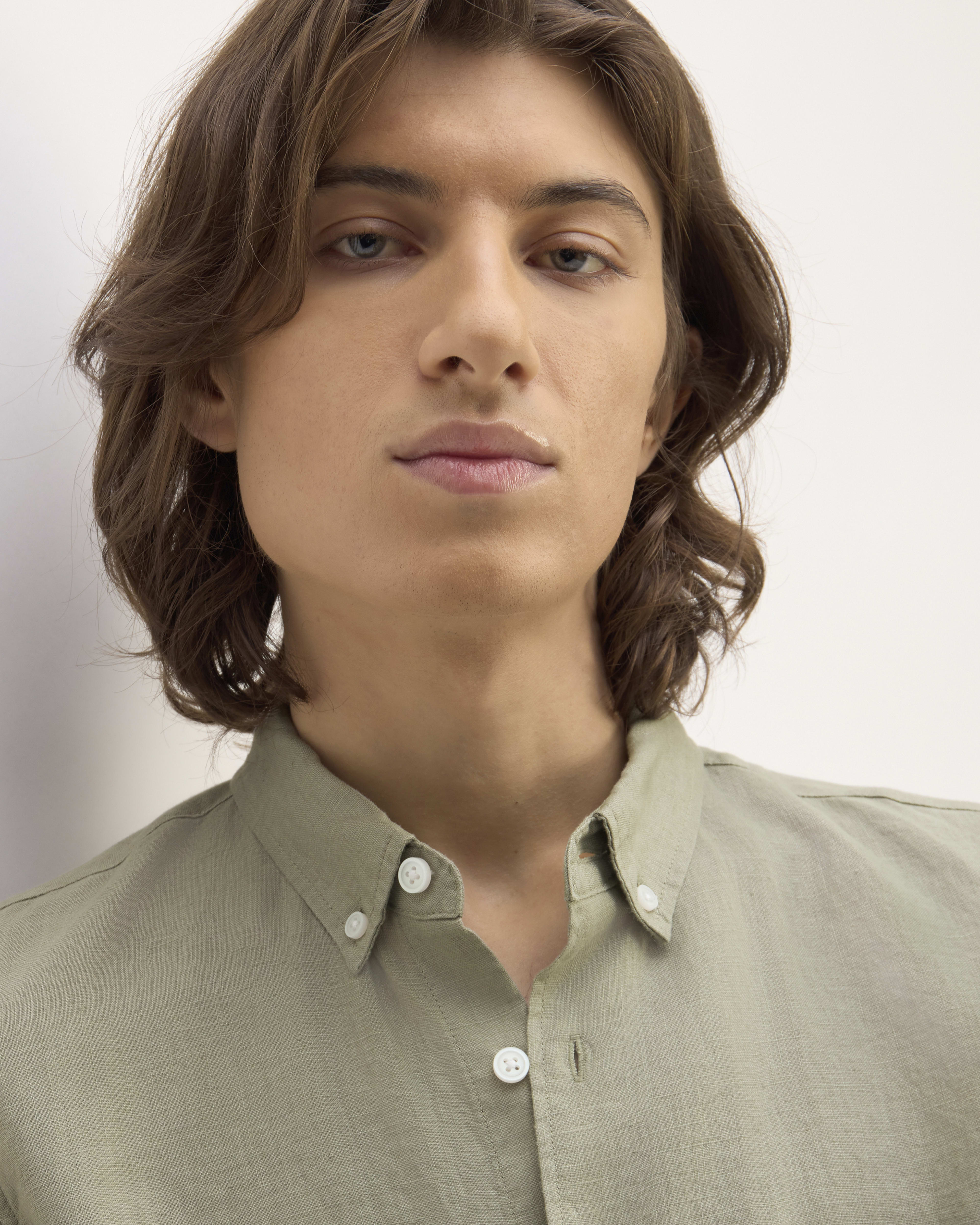 Campana Boys Jon Full Sleeve Cotton - Linen Shirt - Sage Green