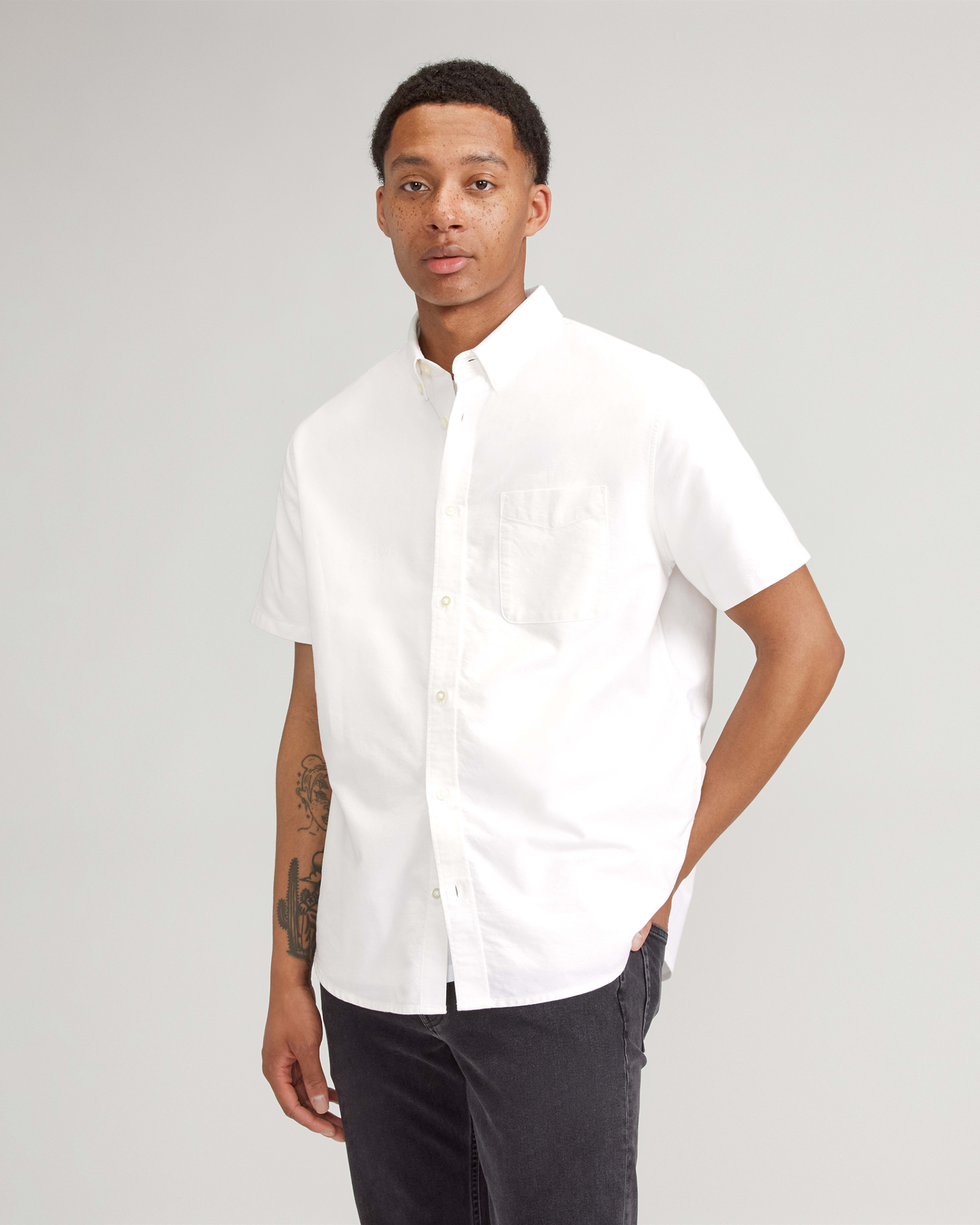 Mens white short sleeve oxford shirt on sale