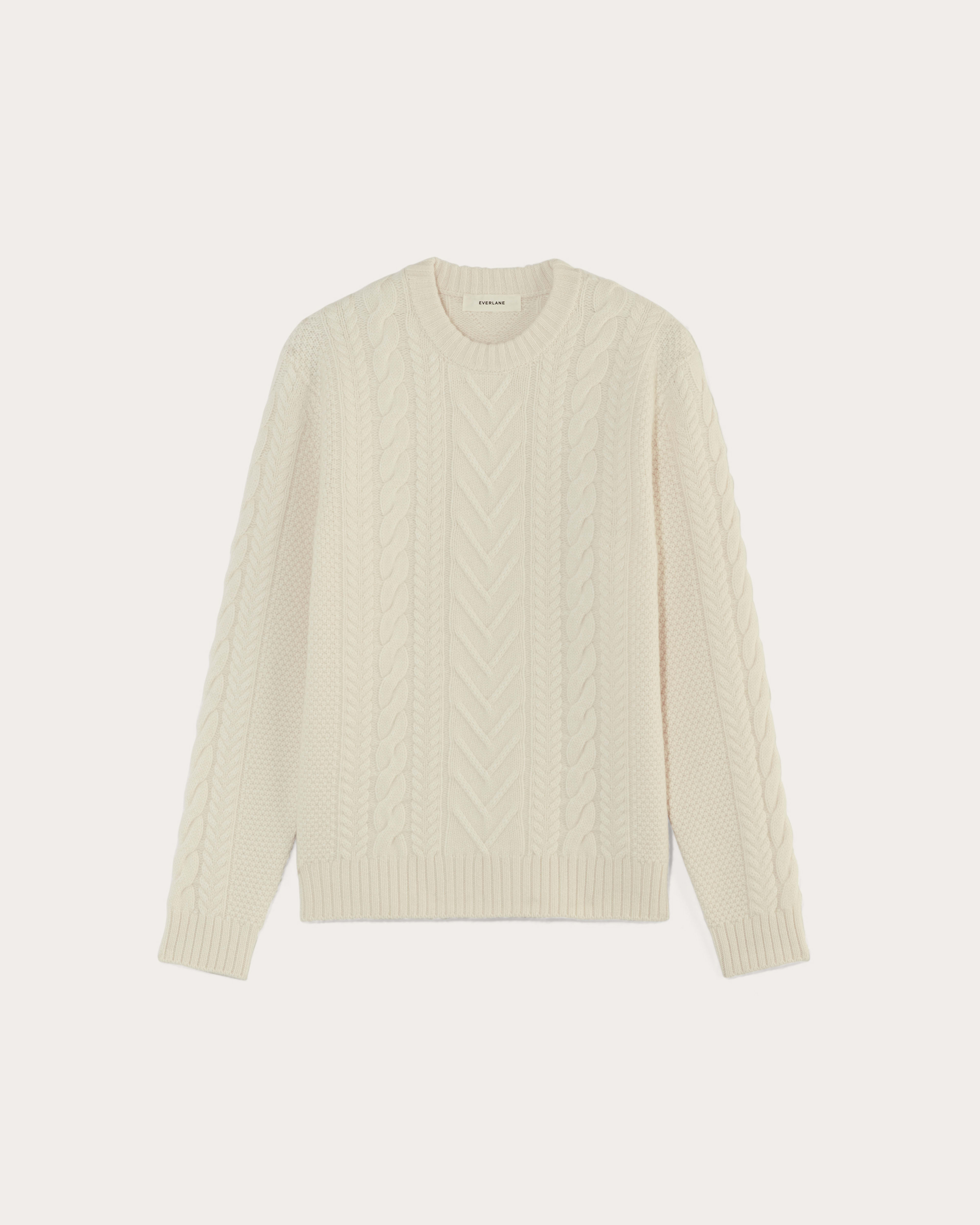 The Felted Merino Cable Knit Crew Bone Everlane