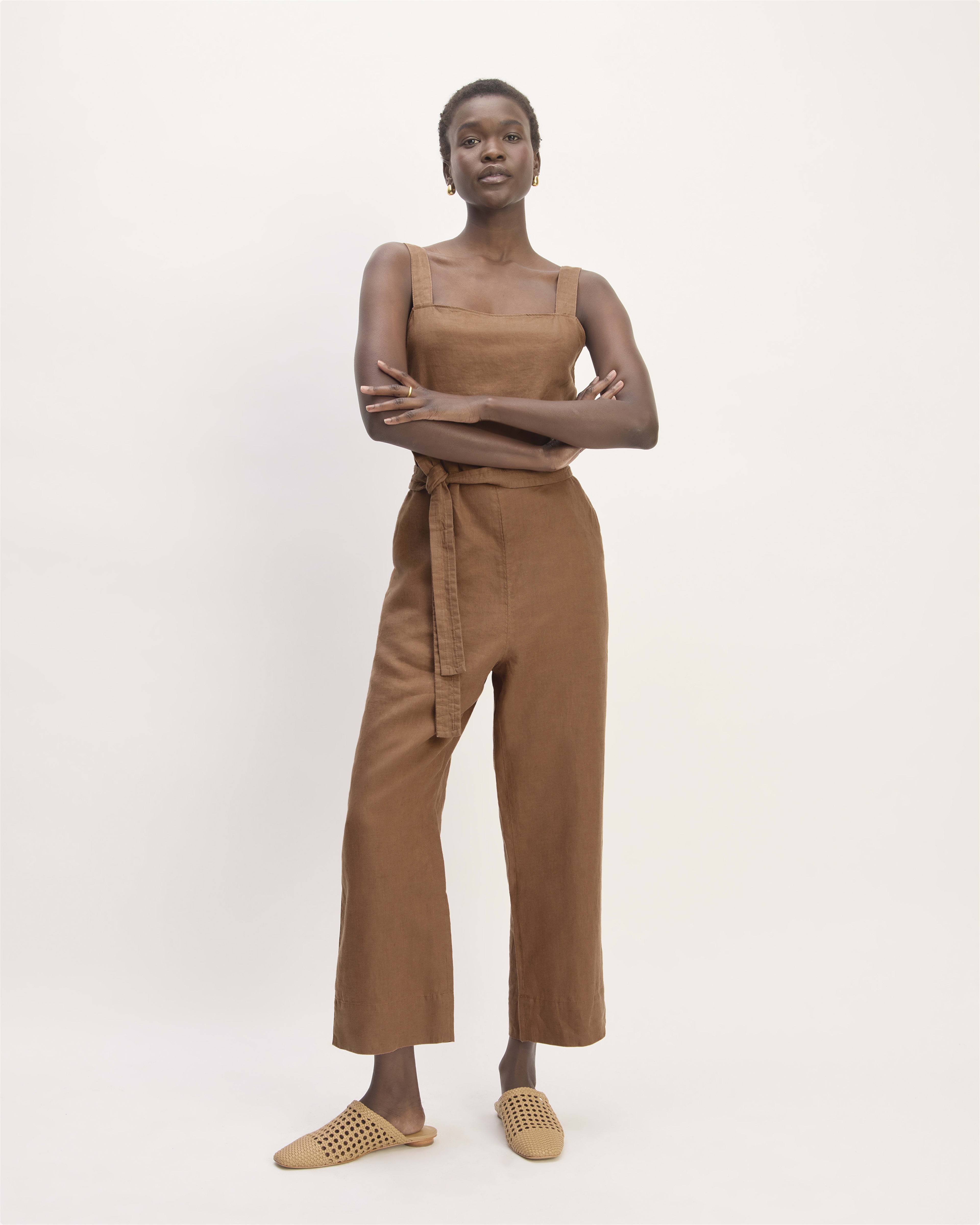 ASOS DESIGN drapey wide leg pants in baby cord brown - part of a set