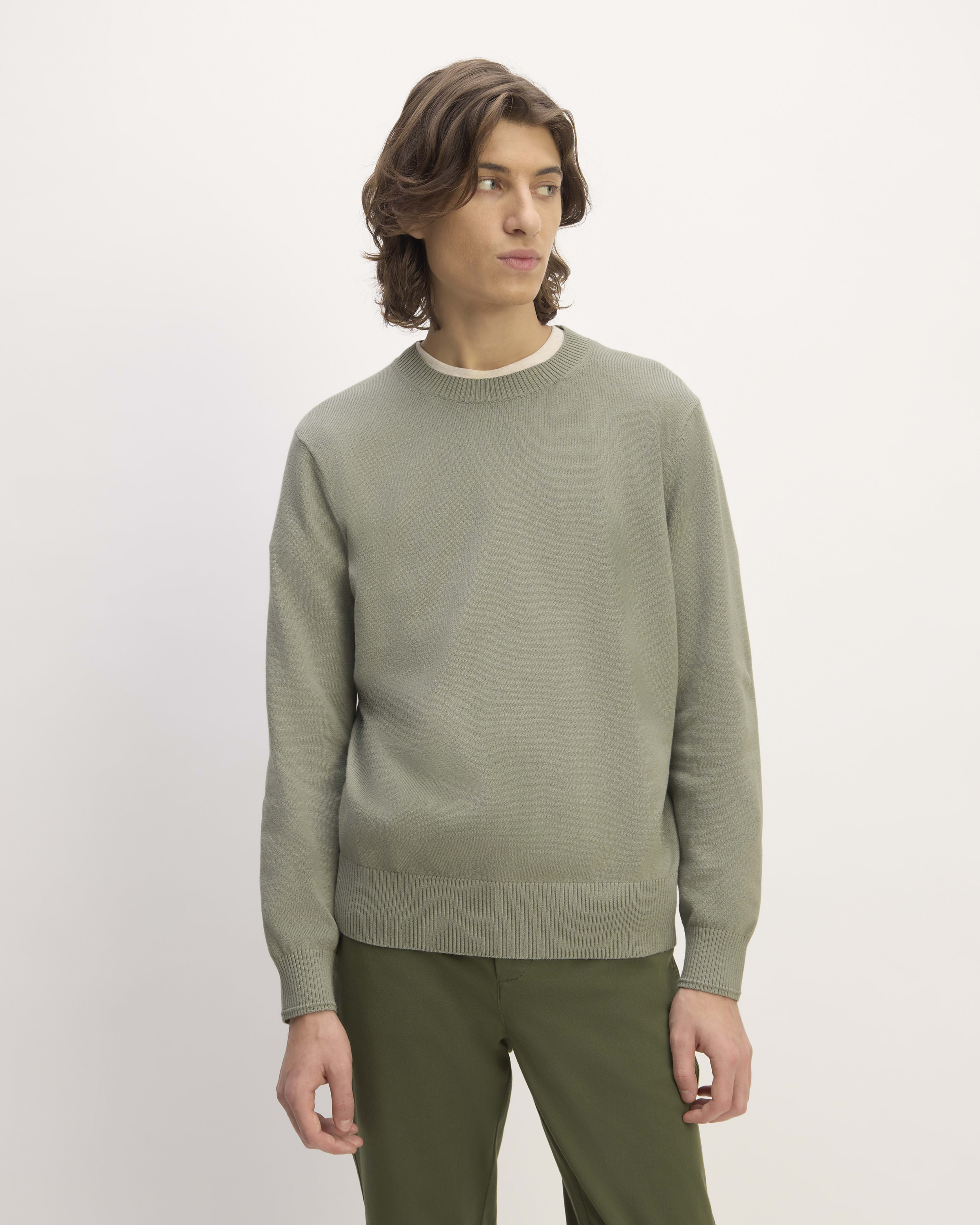 Brushed wool blend knit sweater · Pale Green, Charcoal · Sweaters