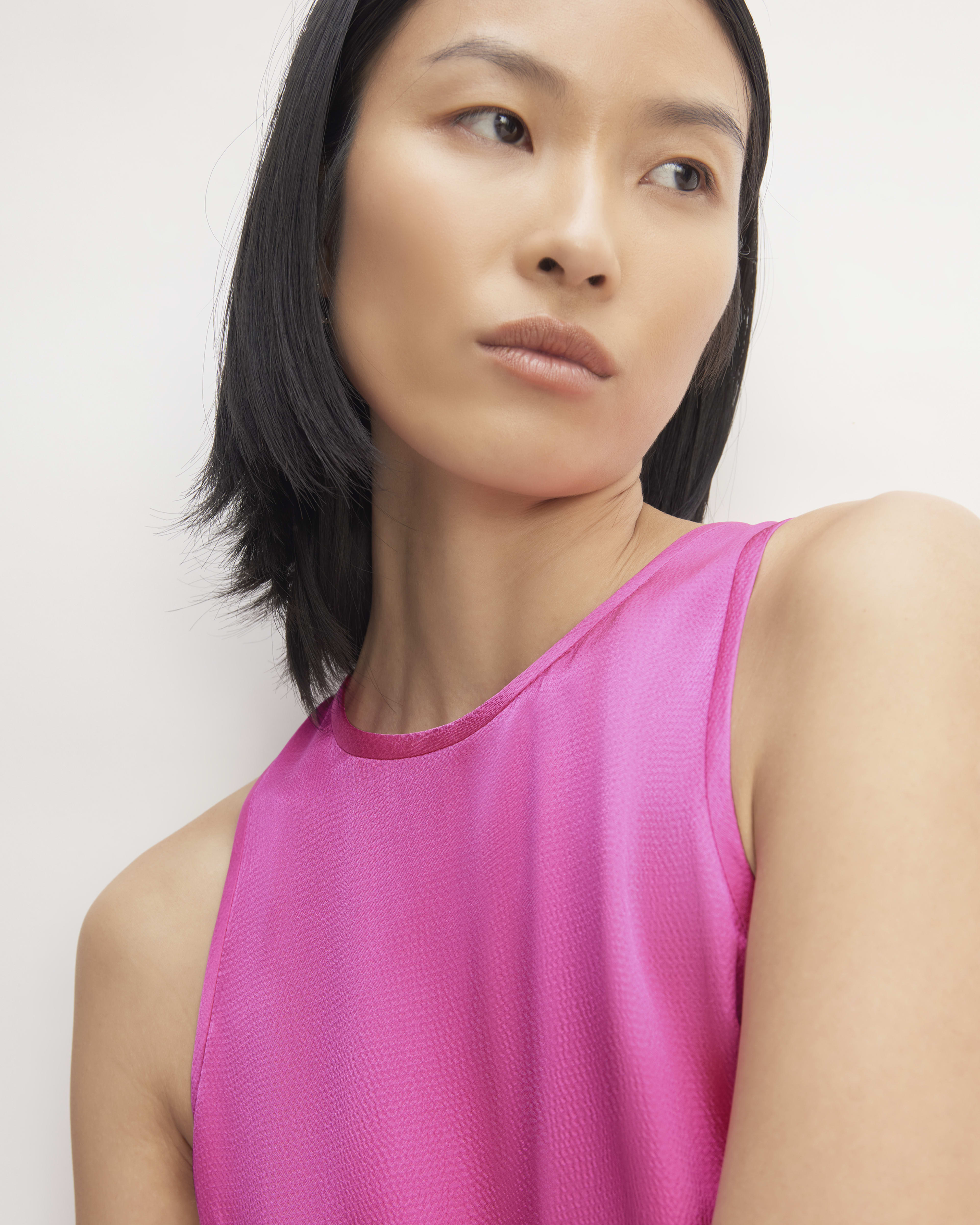 The Satin Racerback Slip Dress Fuchsia Pink Everlane