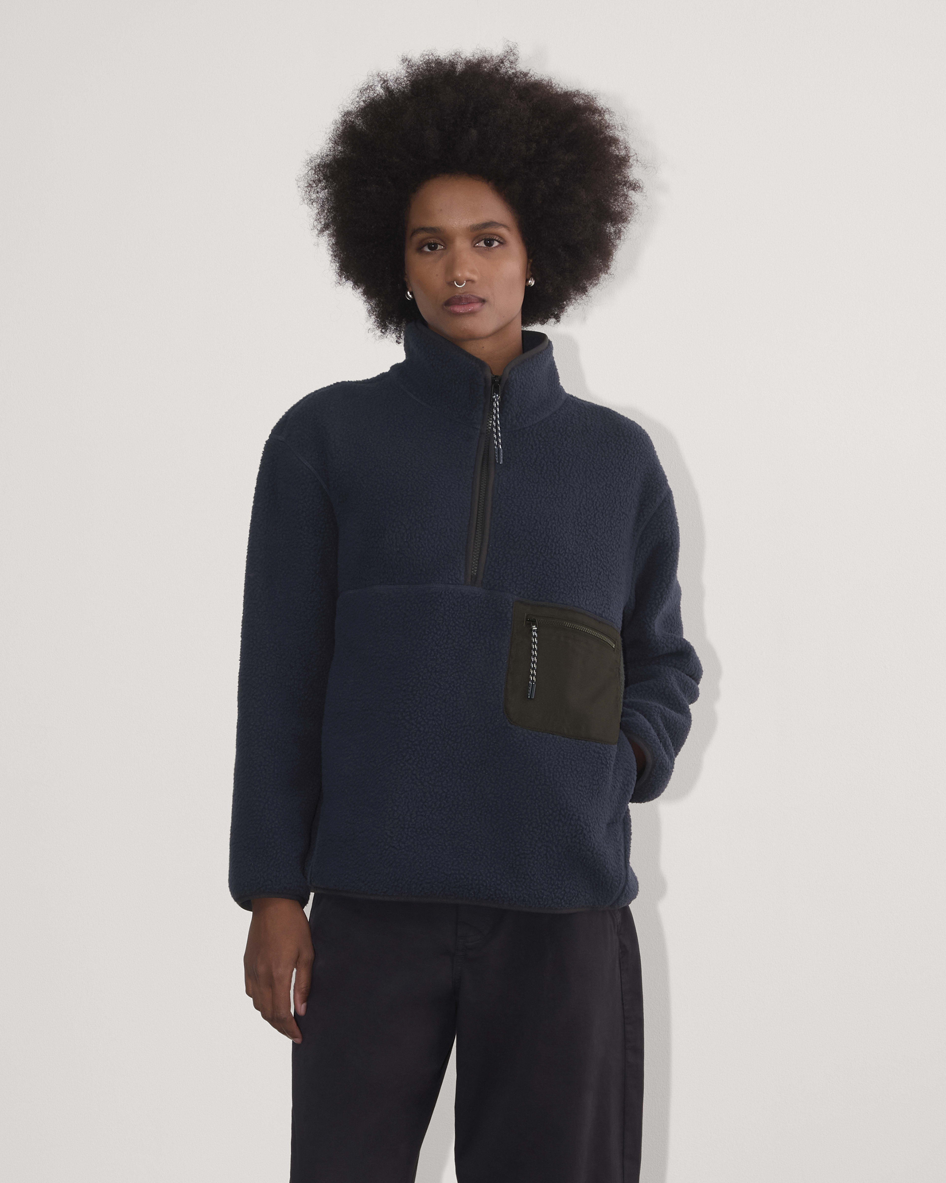 Everlane oversized fleece half zip sales