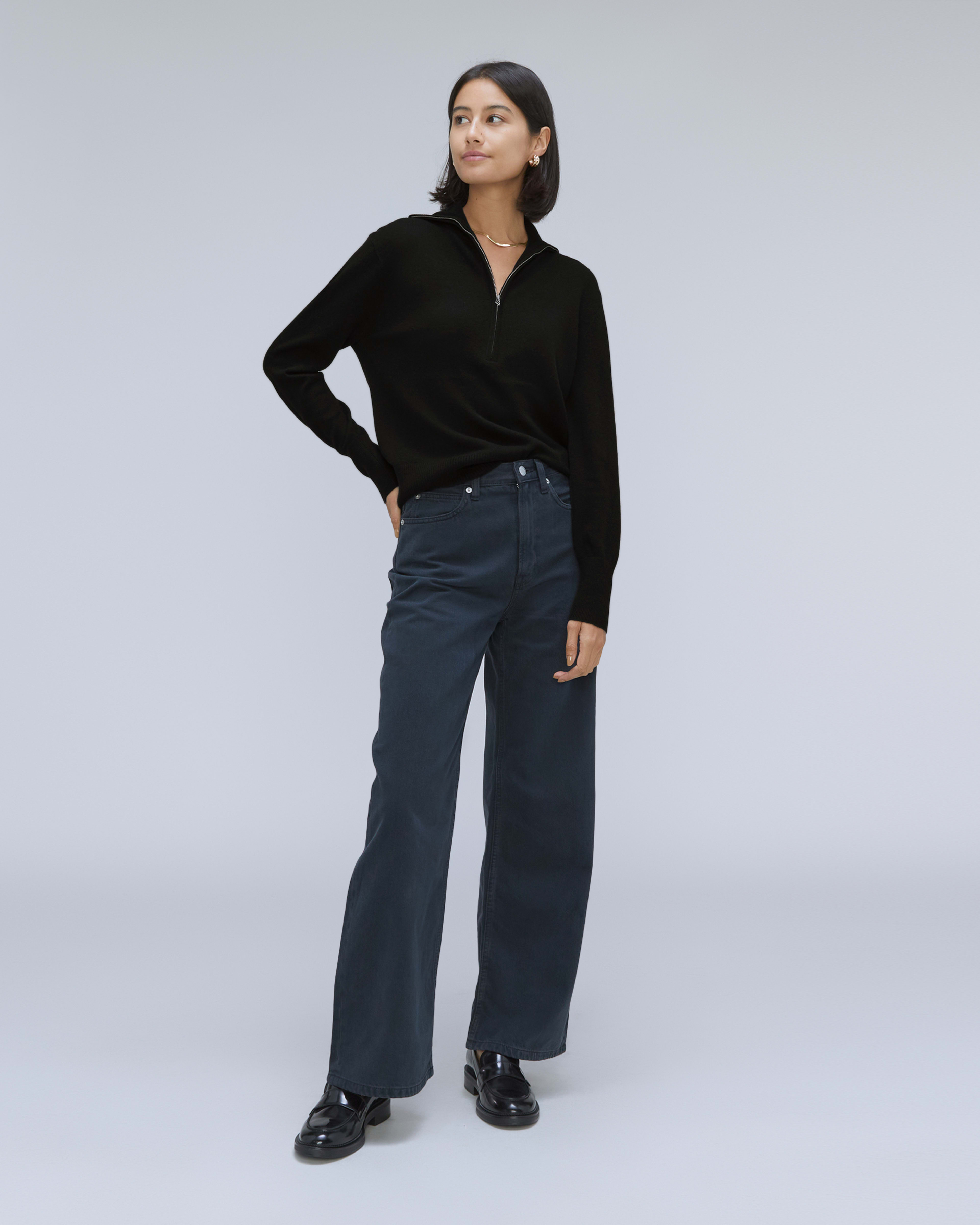 The Luxe Merino Half-Zip Sweater Black – Everlane