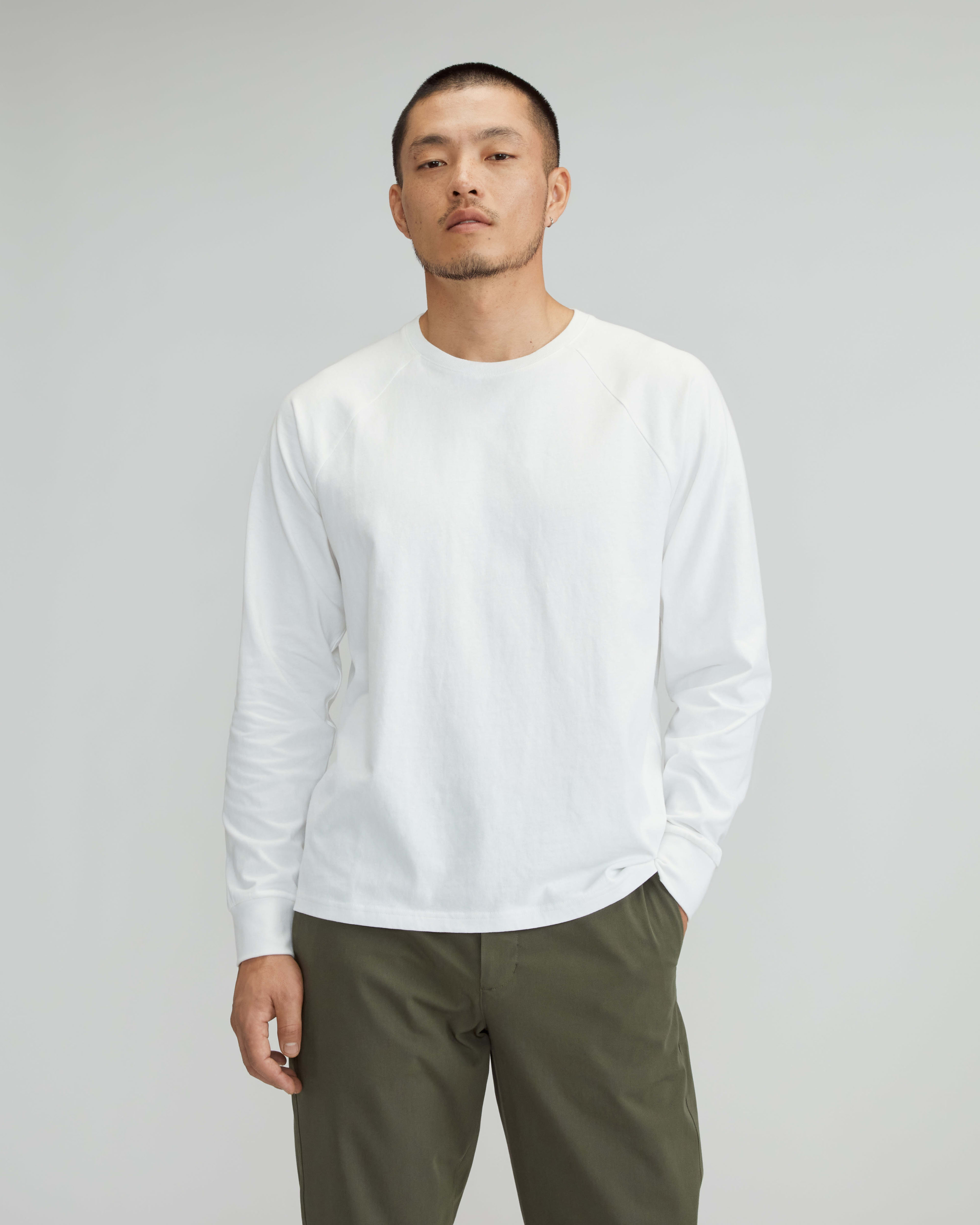The Premium Weight Long Sleeve Crew Uniform White Everlane