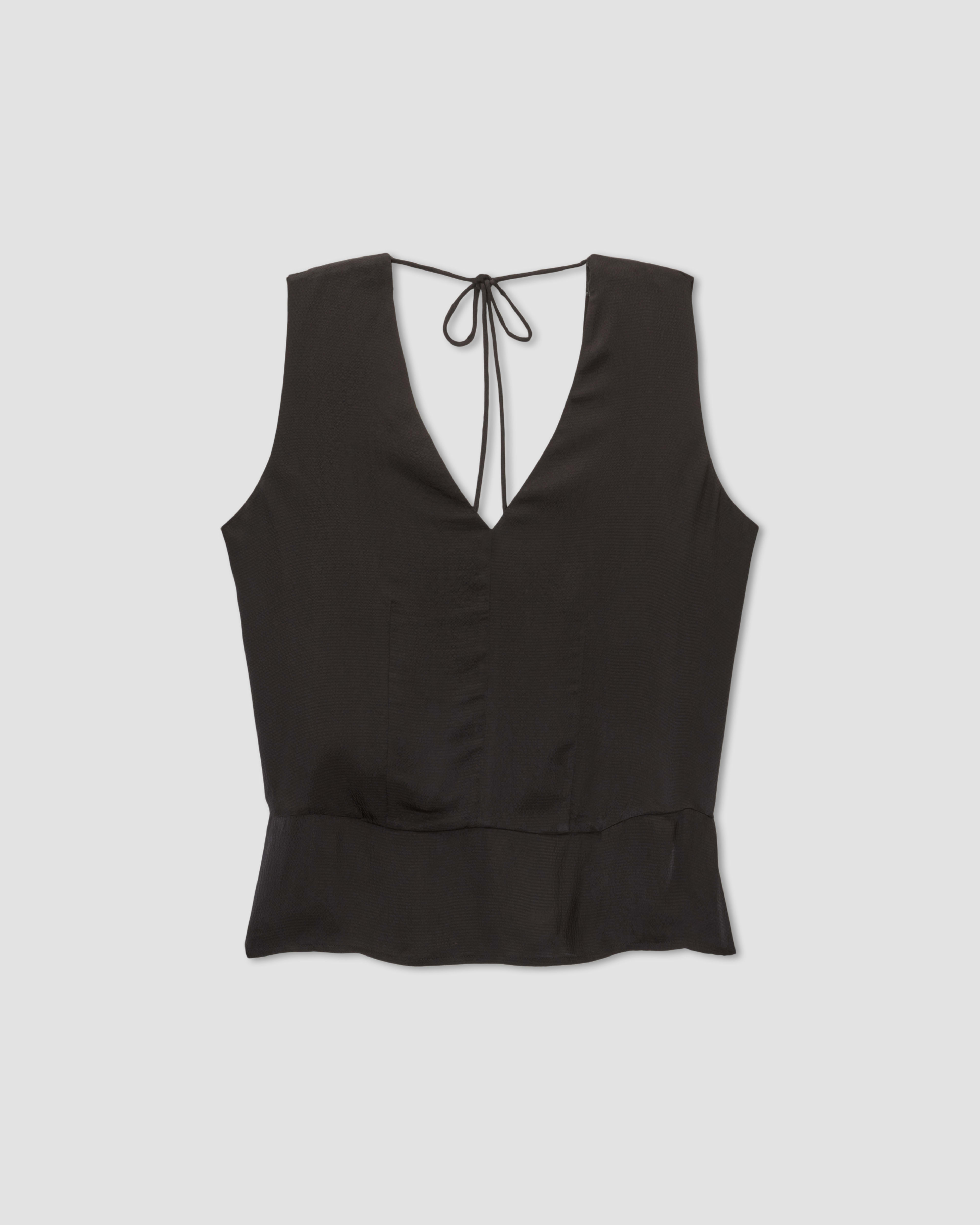 European Satin V Neck Sleeveless Top main image 0