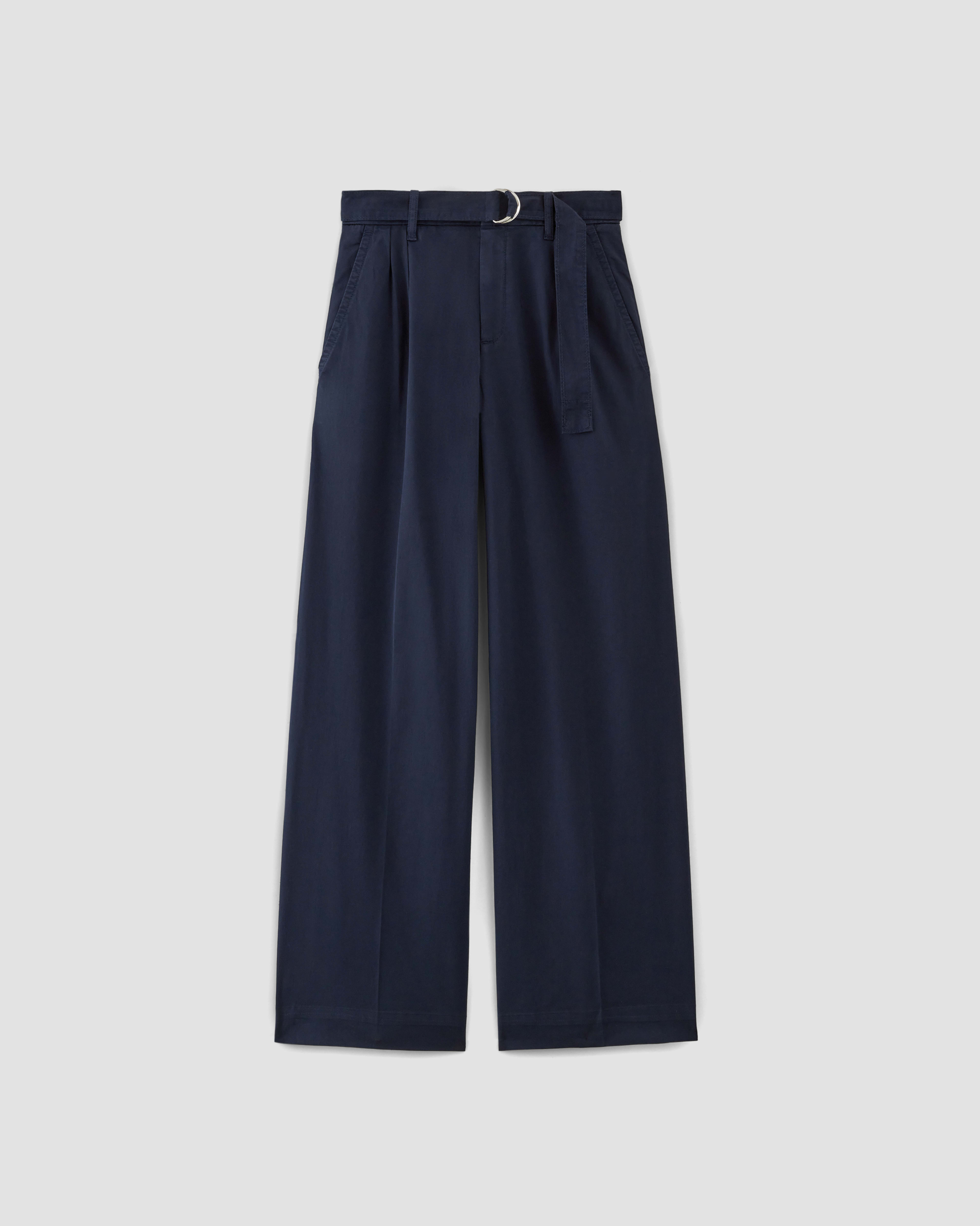 Double Pleated Wide Leg Chino Pants