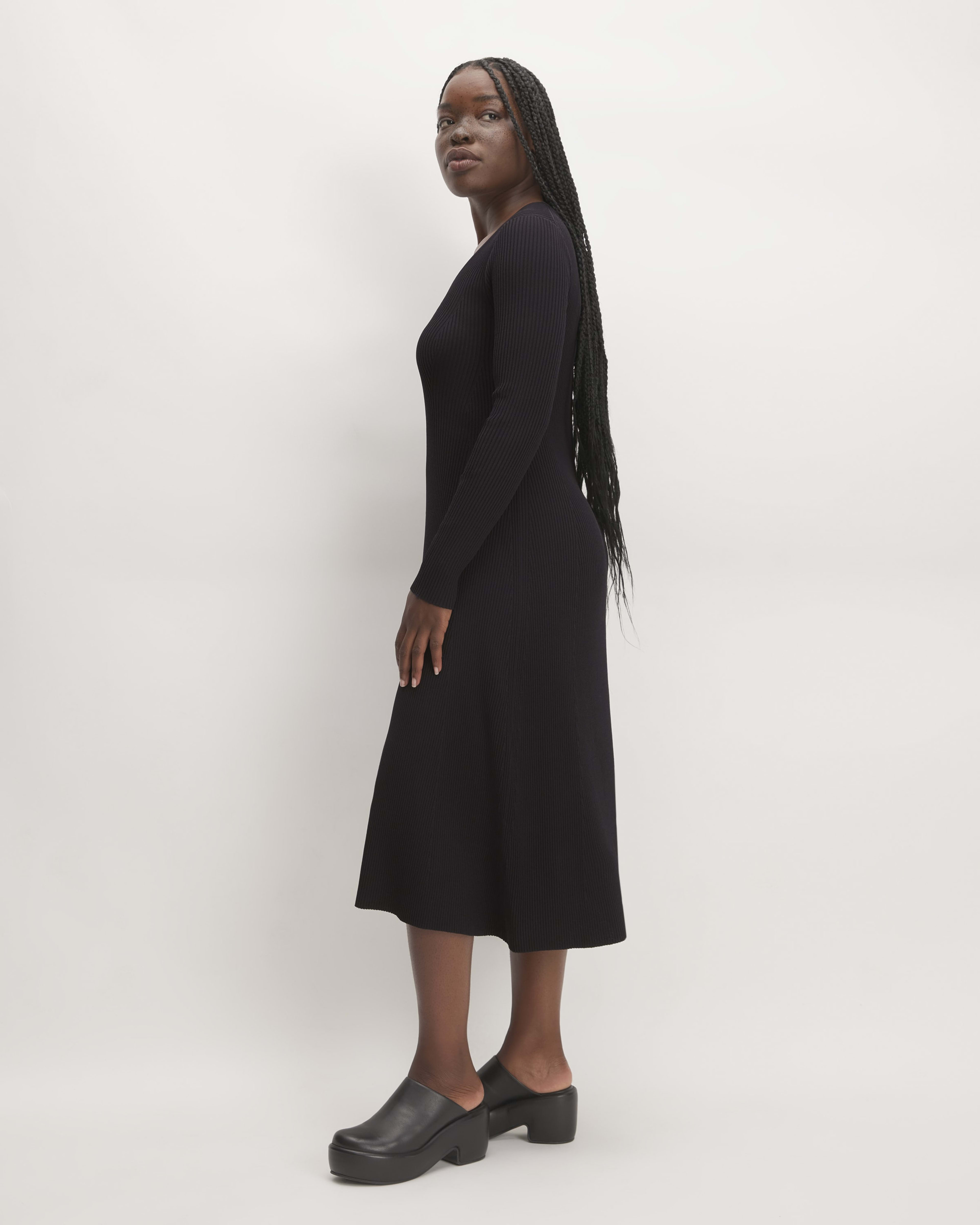 The Ribbed Scoopneck Dress Black – Everlane