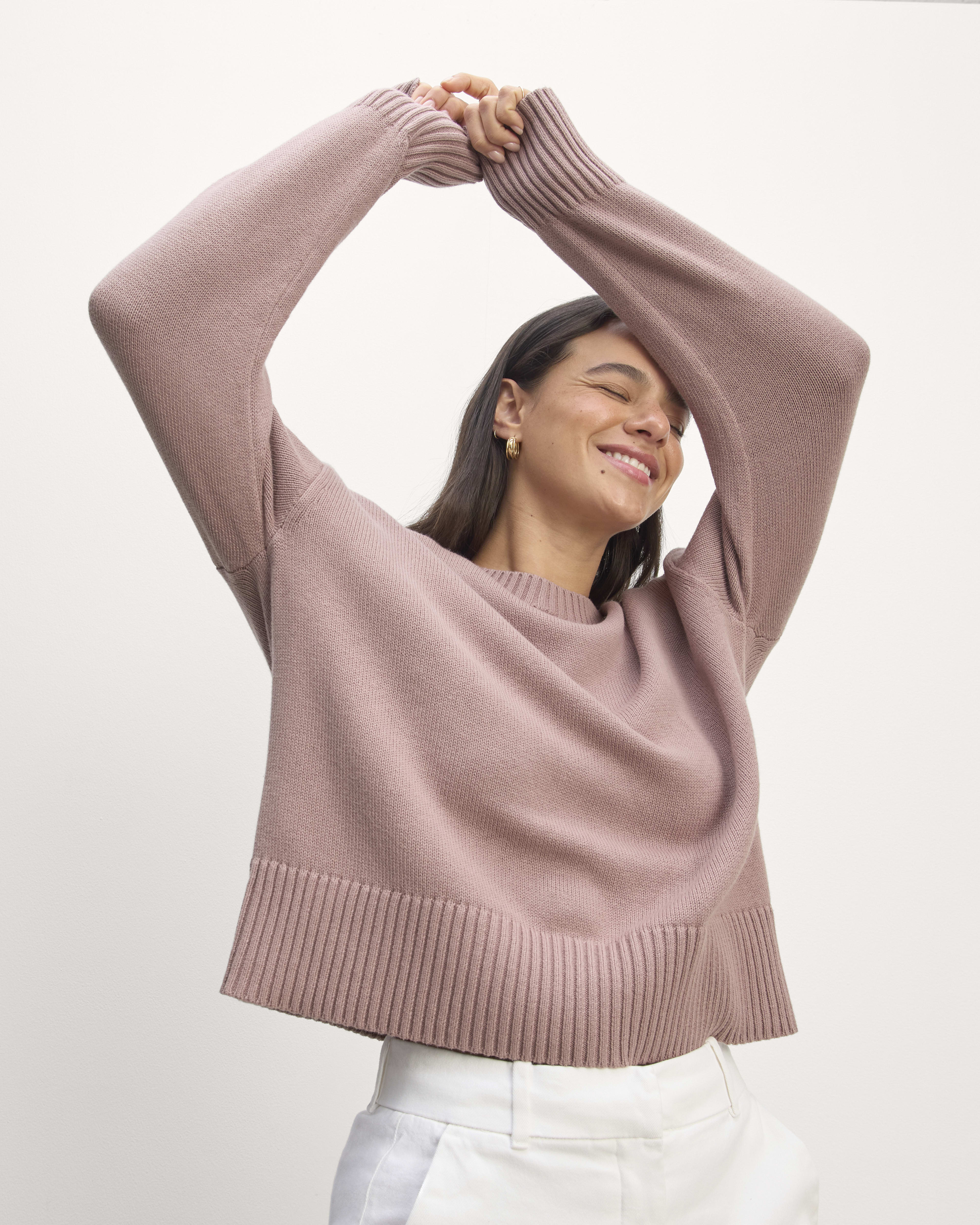 The Boxy Sweater in Everyday Cotton Dusty Rose Everlane