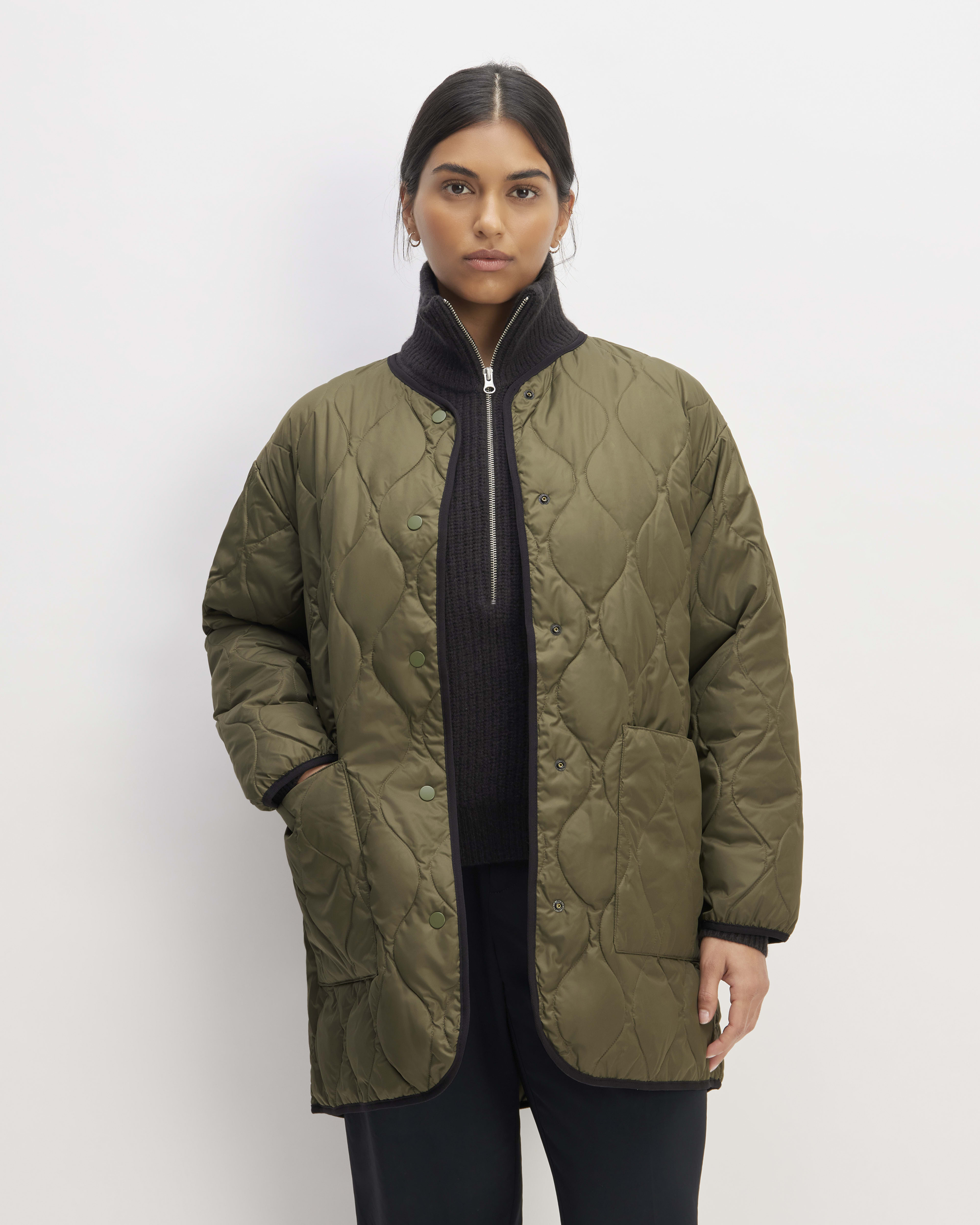 The ReNew Quilted Mid Length Liner Kalamata Everlane