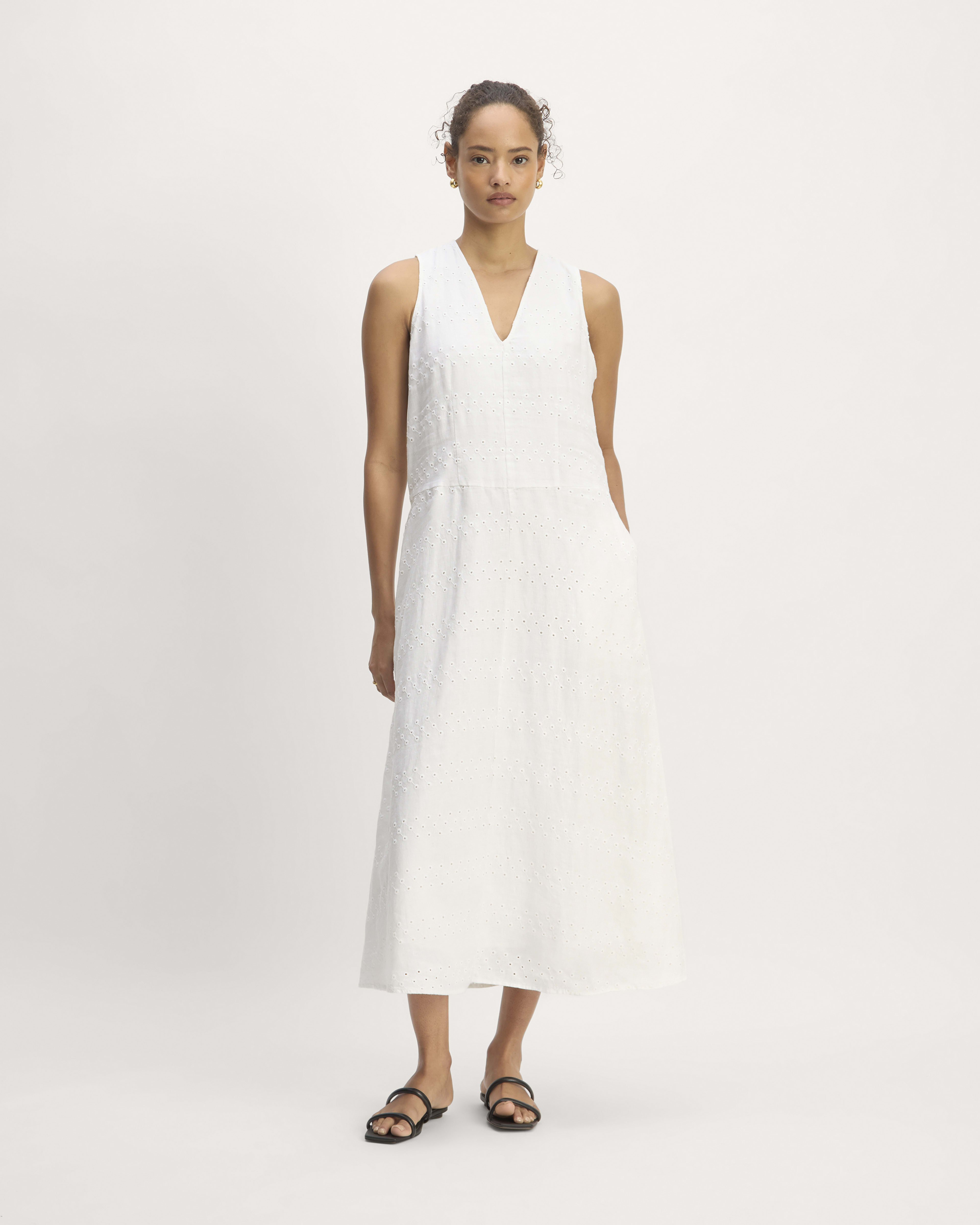The Linen Eyelet Maxi Dress White Eyelet Everlane