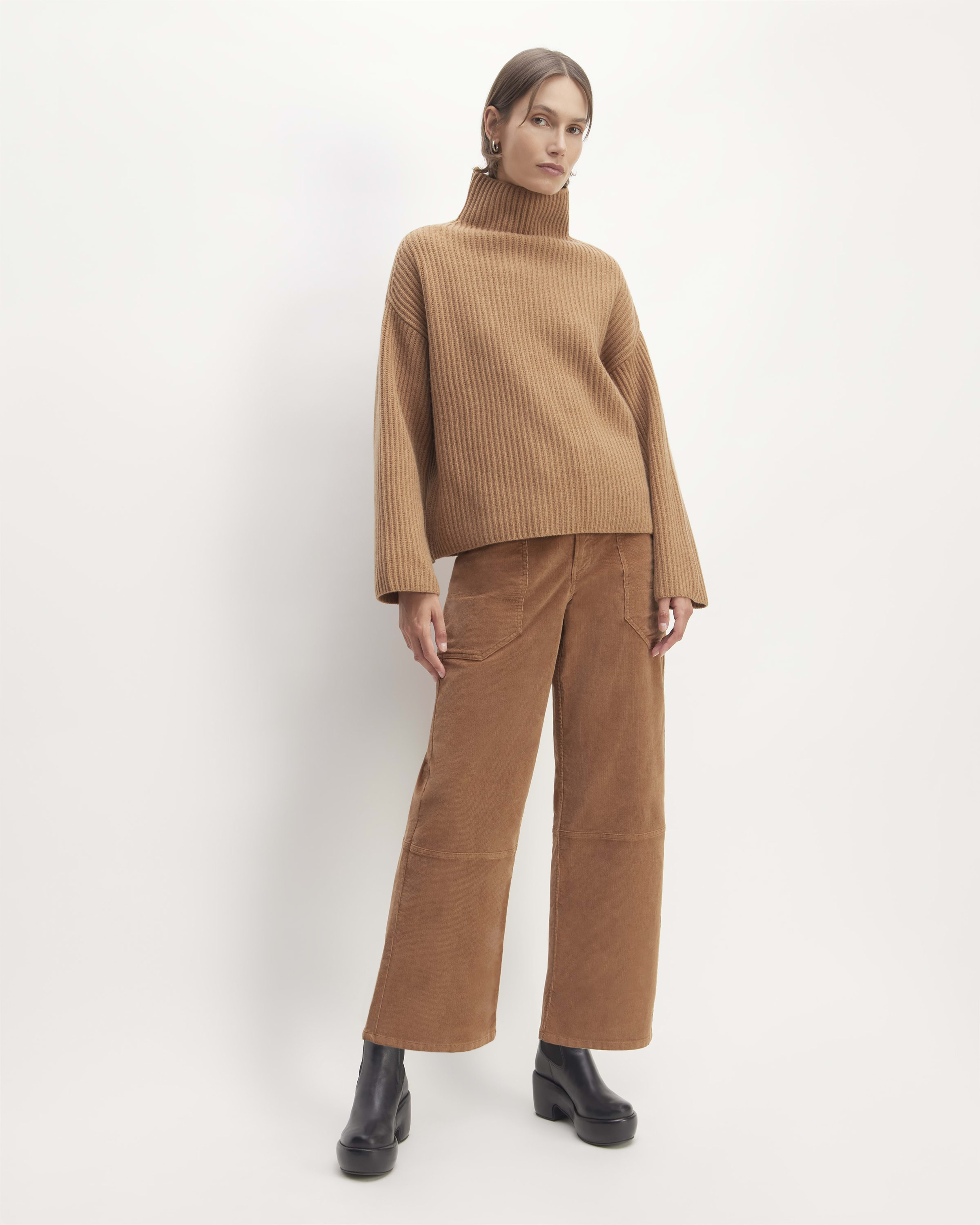 The Felted Merino Funnel-Neck Pullover Deep Camel – Everlane