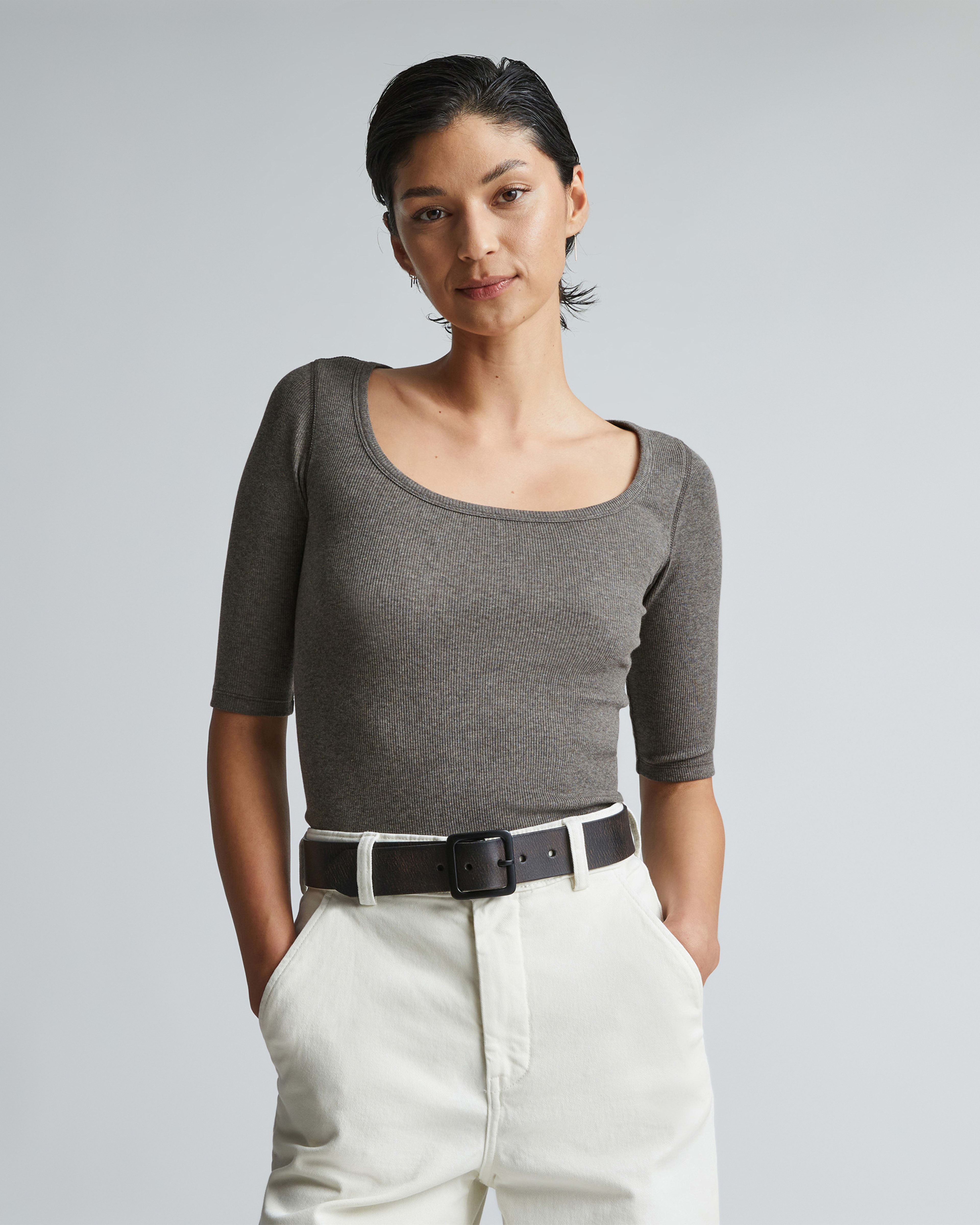 The Luxe Rib Scoop-Neck Tee
