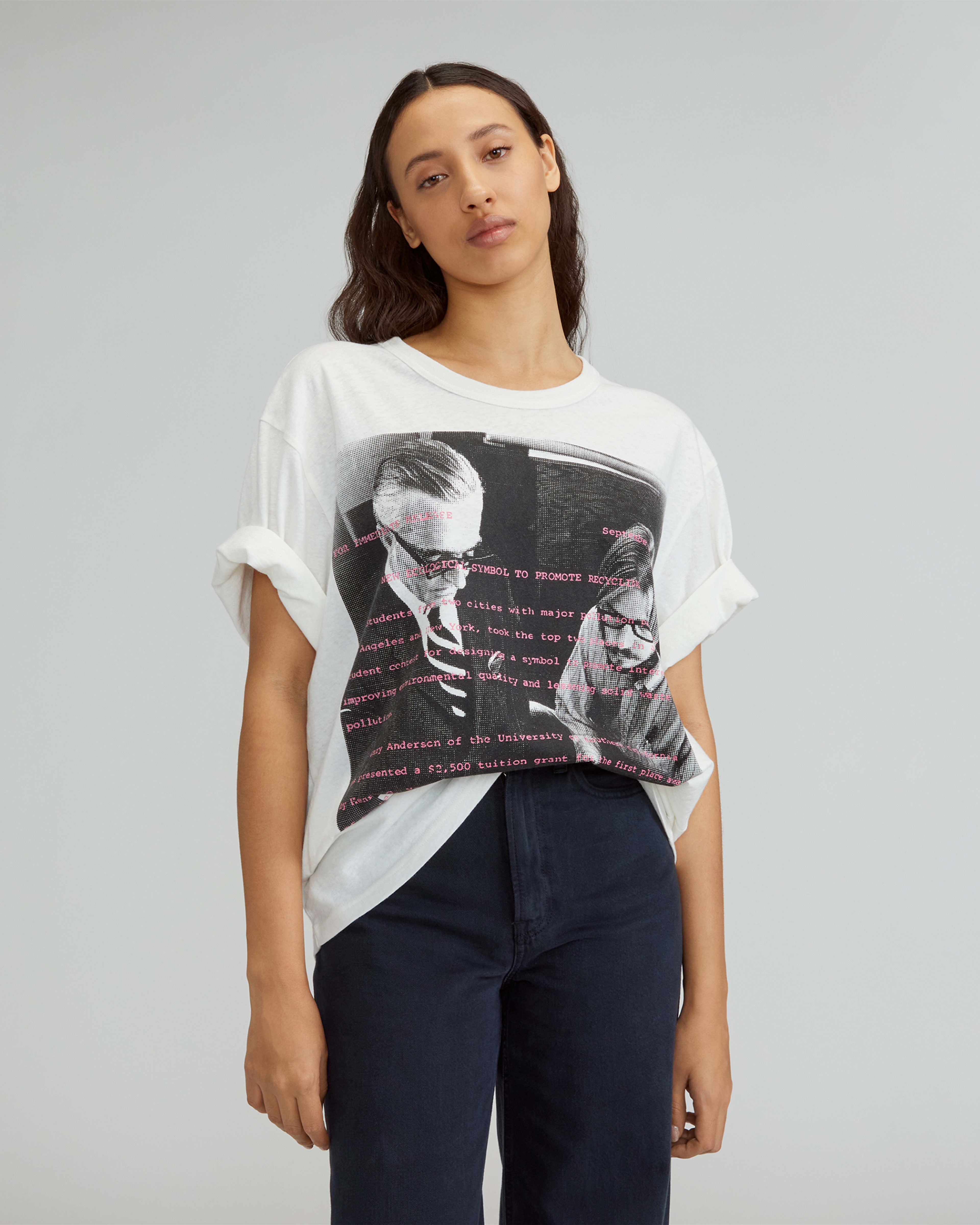 The Everyone Recycled Graphic Tee White / Carnation Pink Multi – Everlane