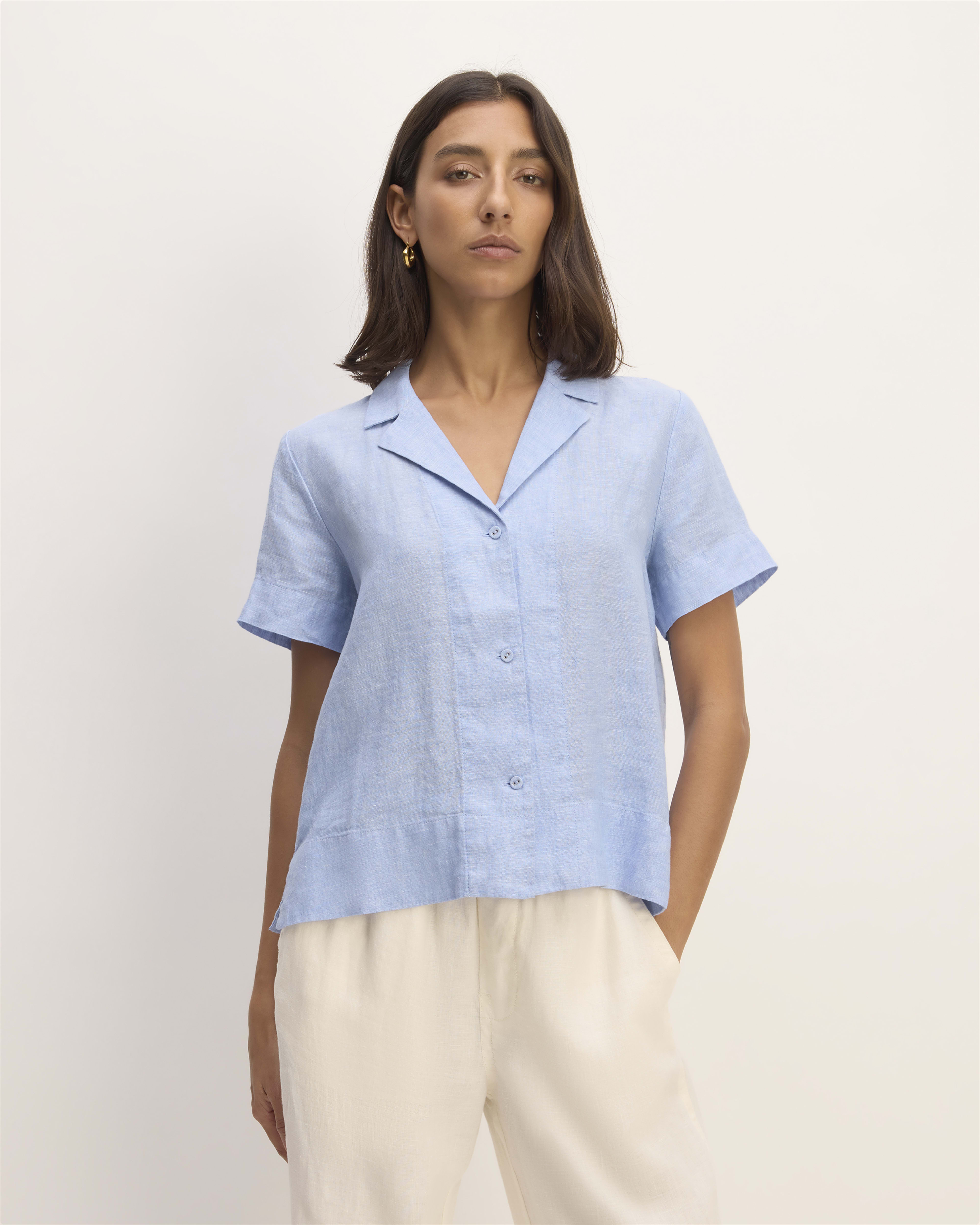 Sky blue short sleeve shirt hot sale