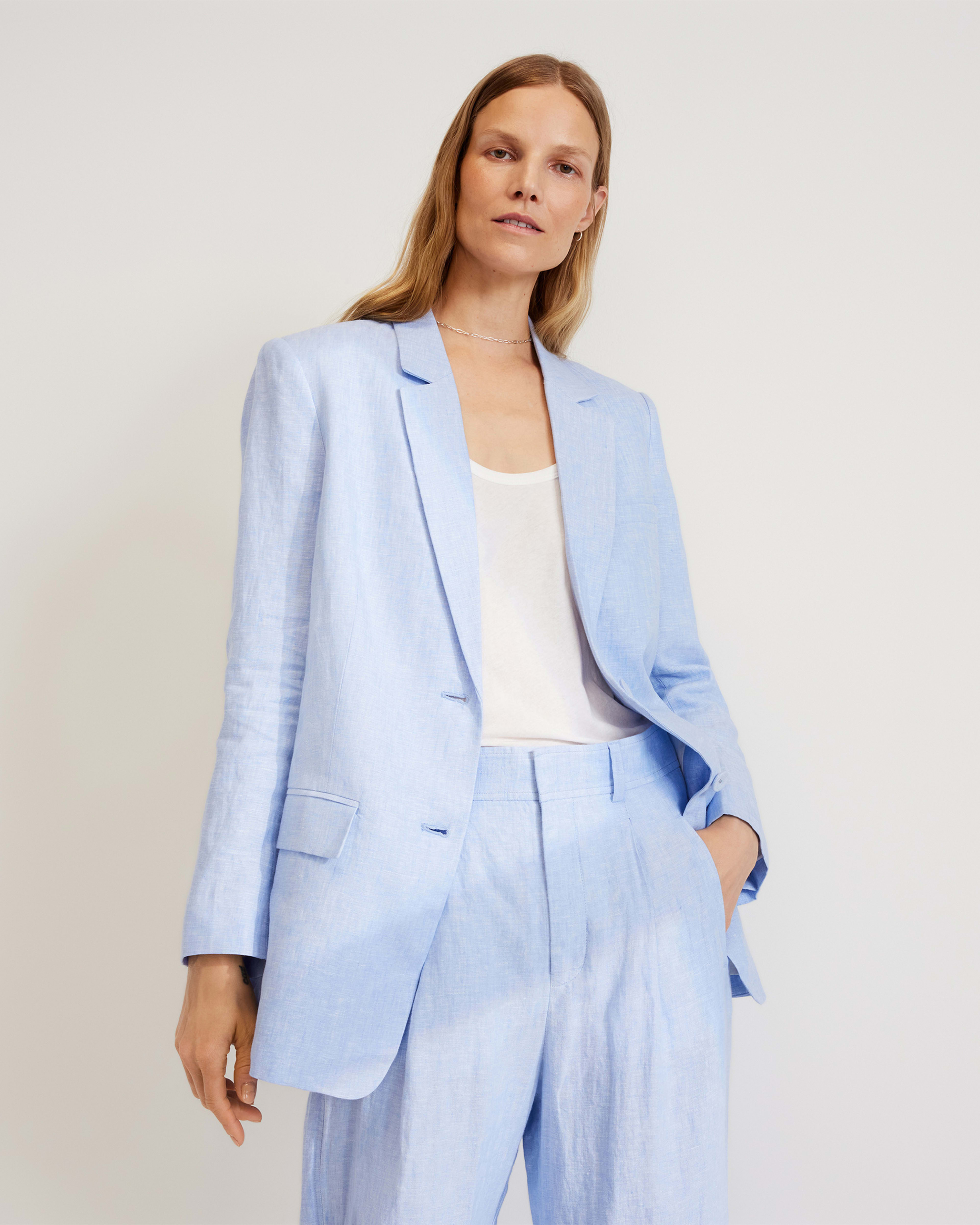 The Linen Oversized Blazer Light Blue – Everlane