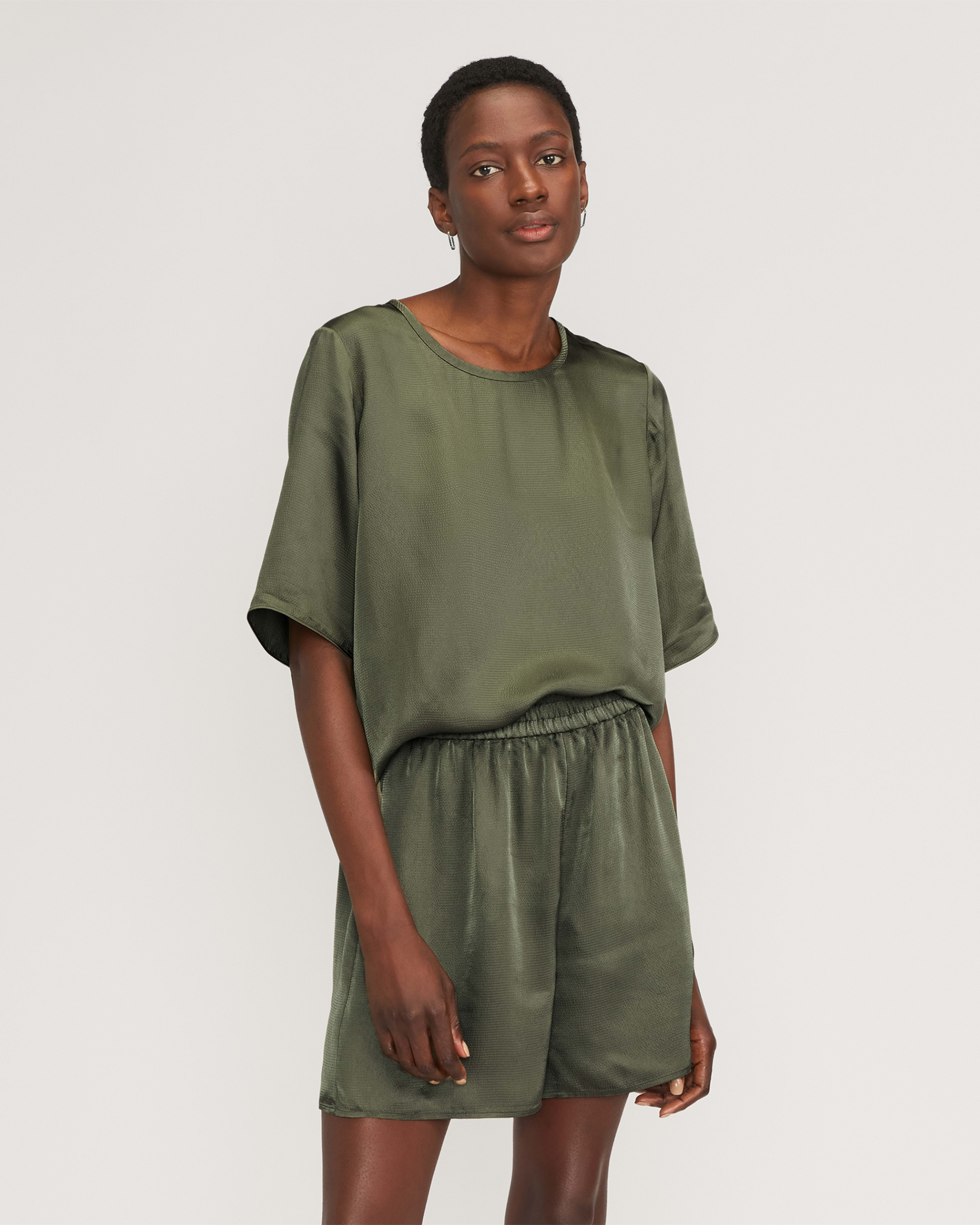 The Satin Relaxed Tee Kalamata Everlane