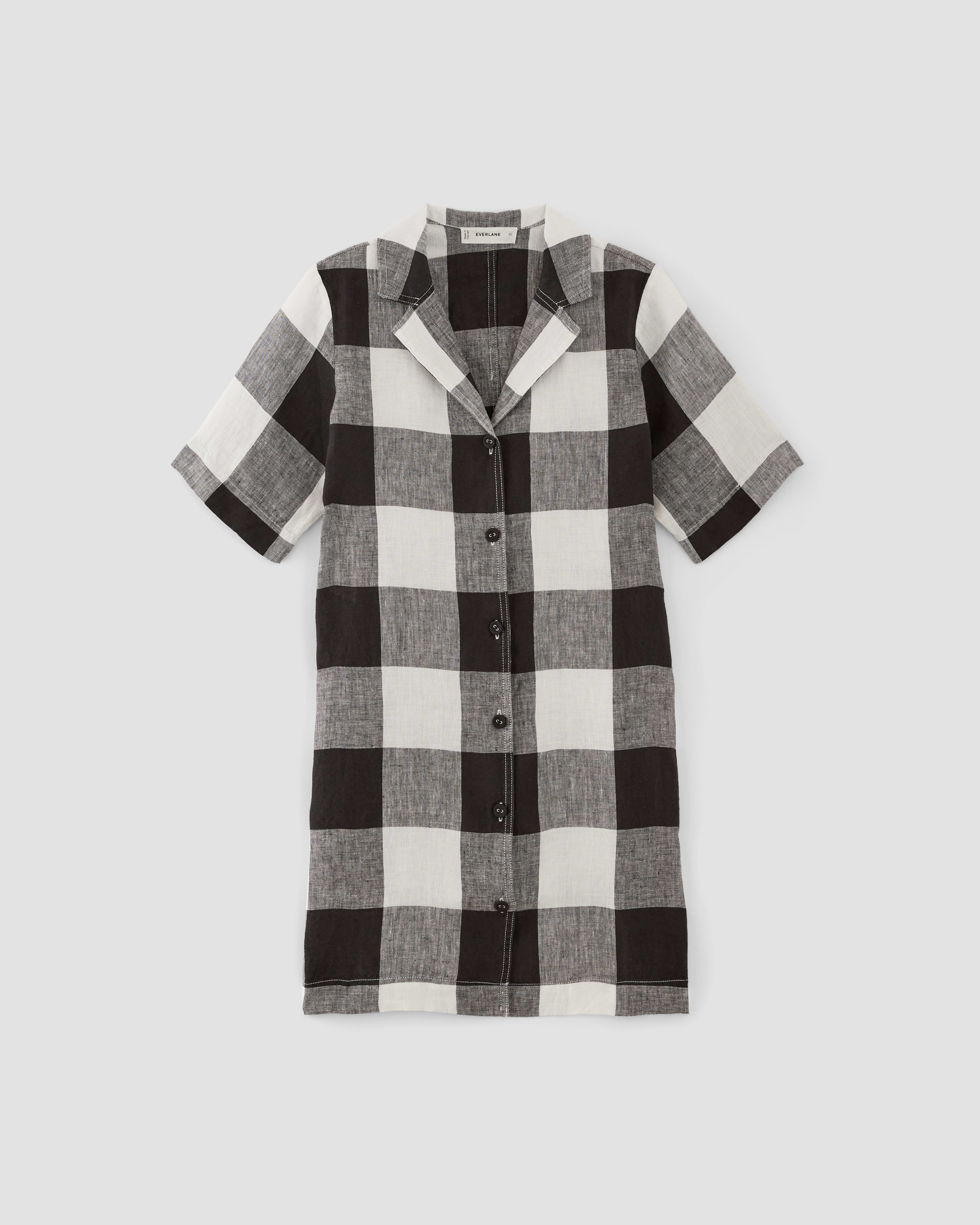 Reg Linen Ss Shirt Dress Black