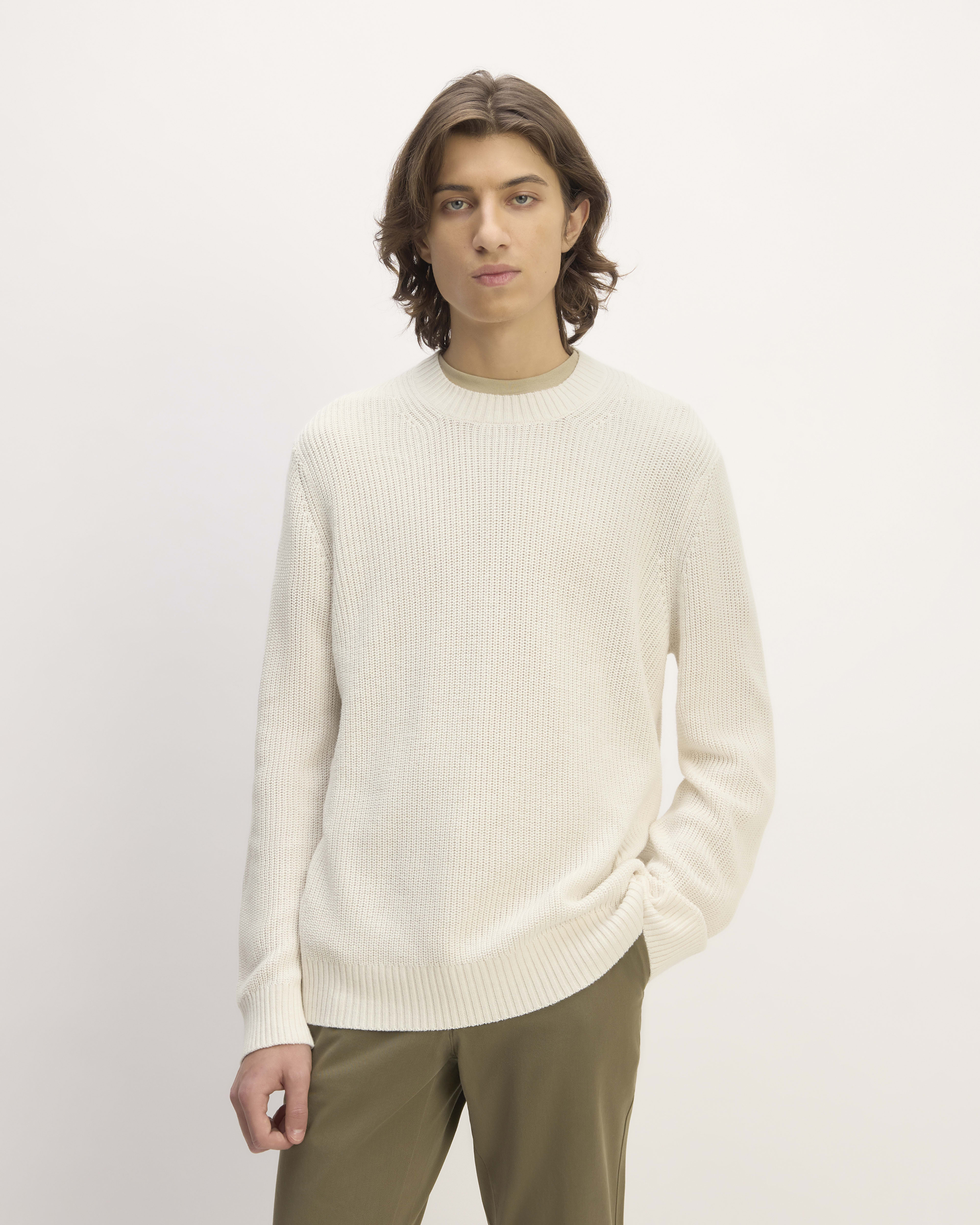 The No Sweat Ribbed Crew Heathered Canvas Everlane