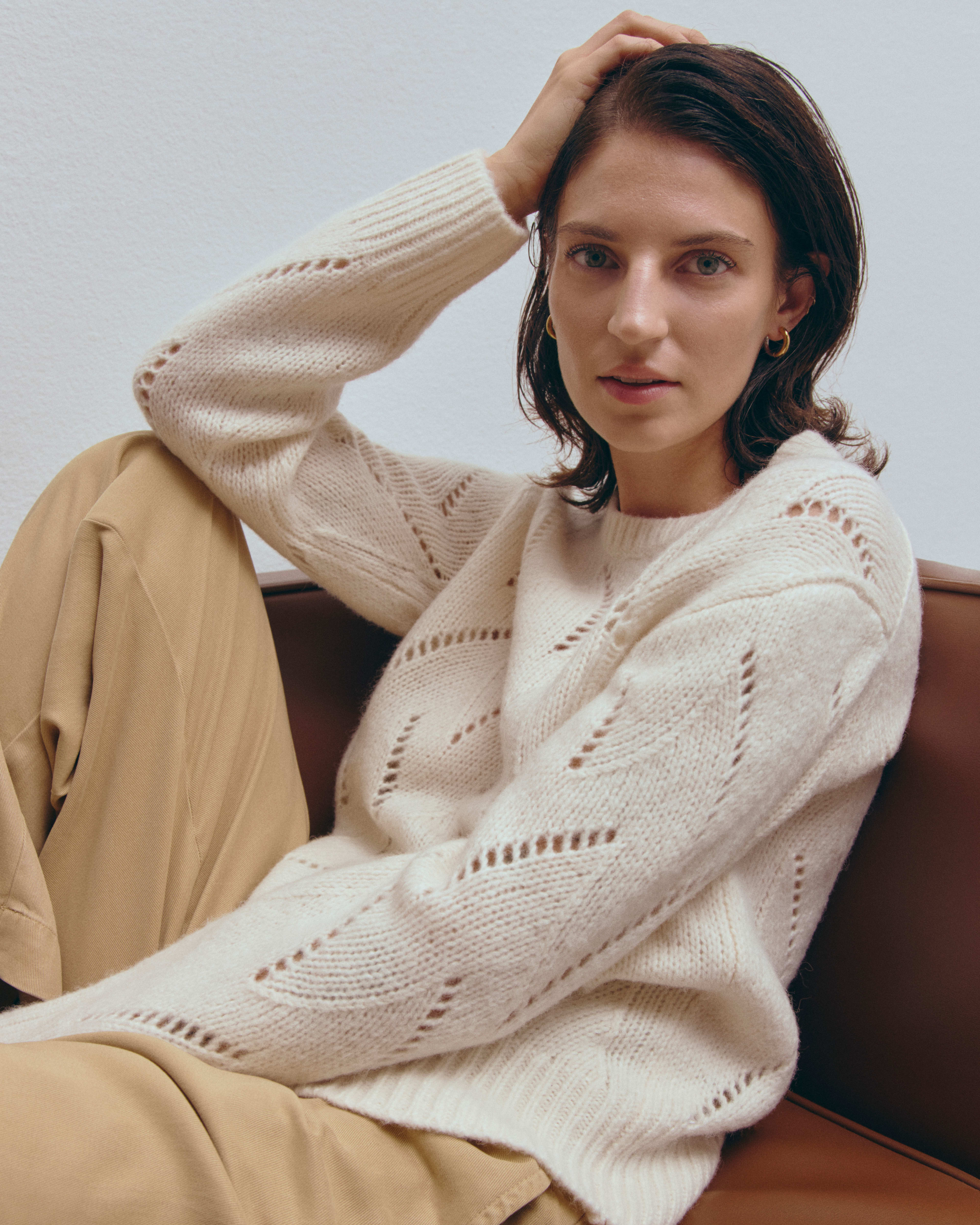 The Pointelle Sweater in Cloud