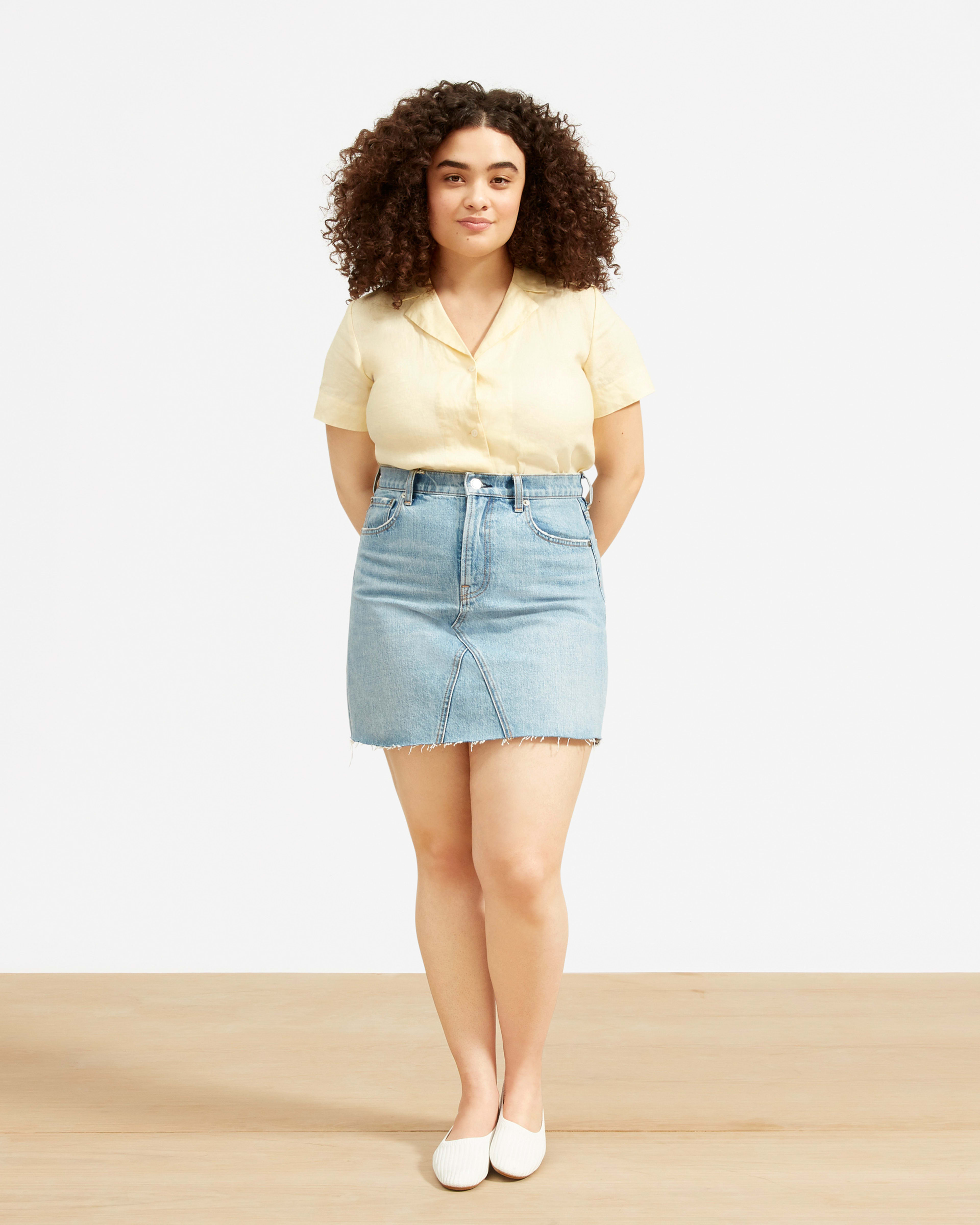 The Reconstructed Denim Skirt Vintage Light Blue (Raw Hem) Everlane