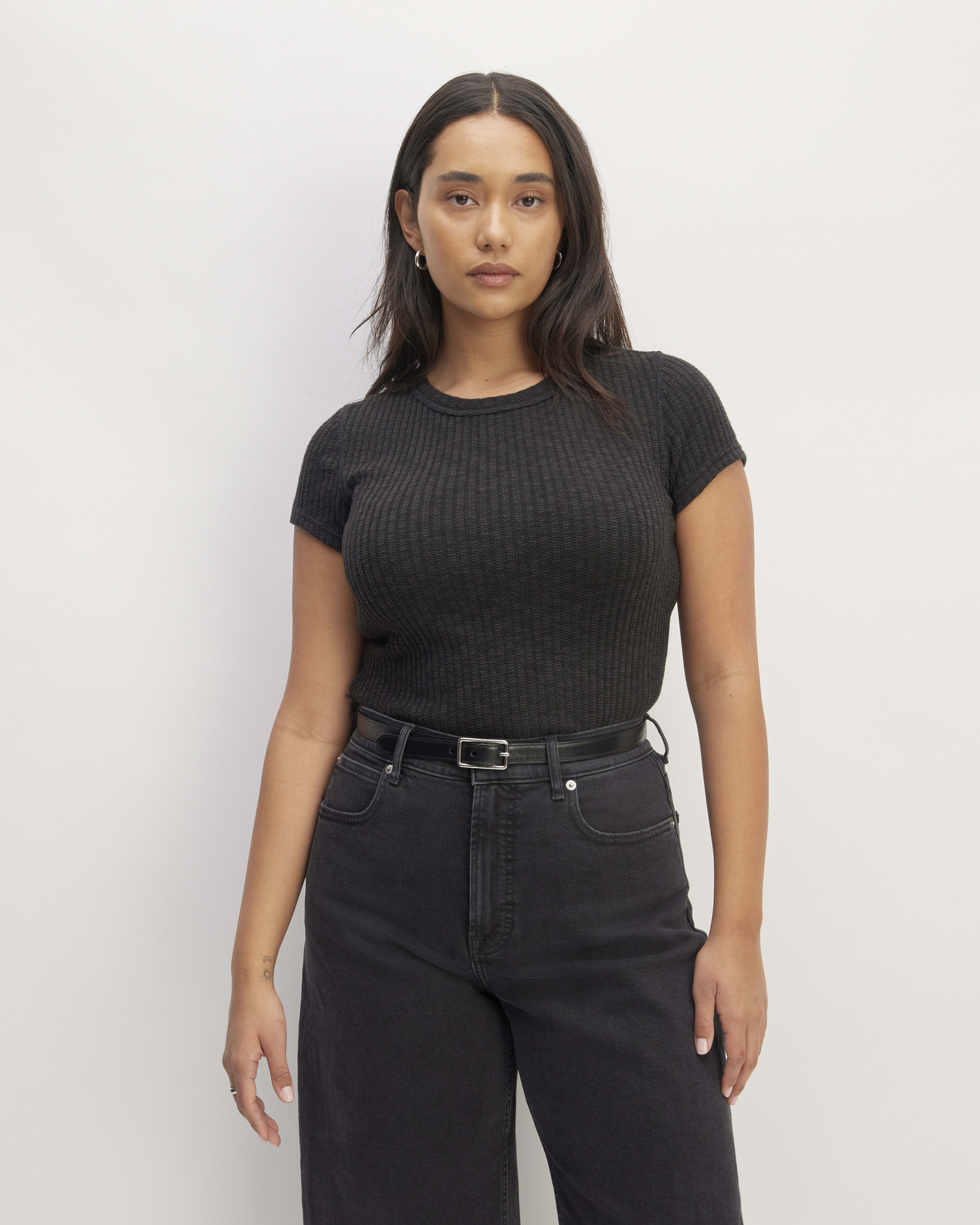 Gray jeans black on sale shirt