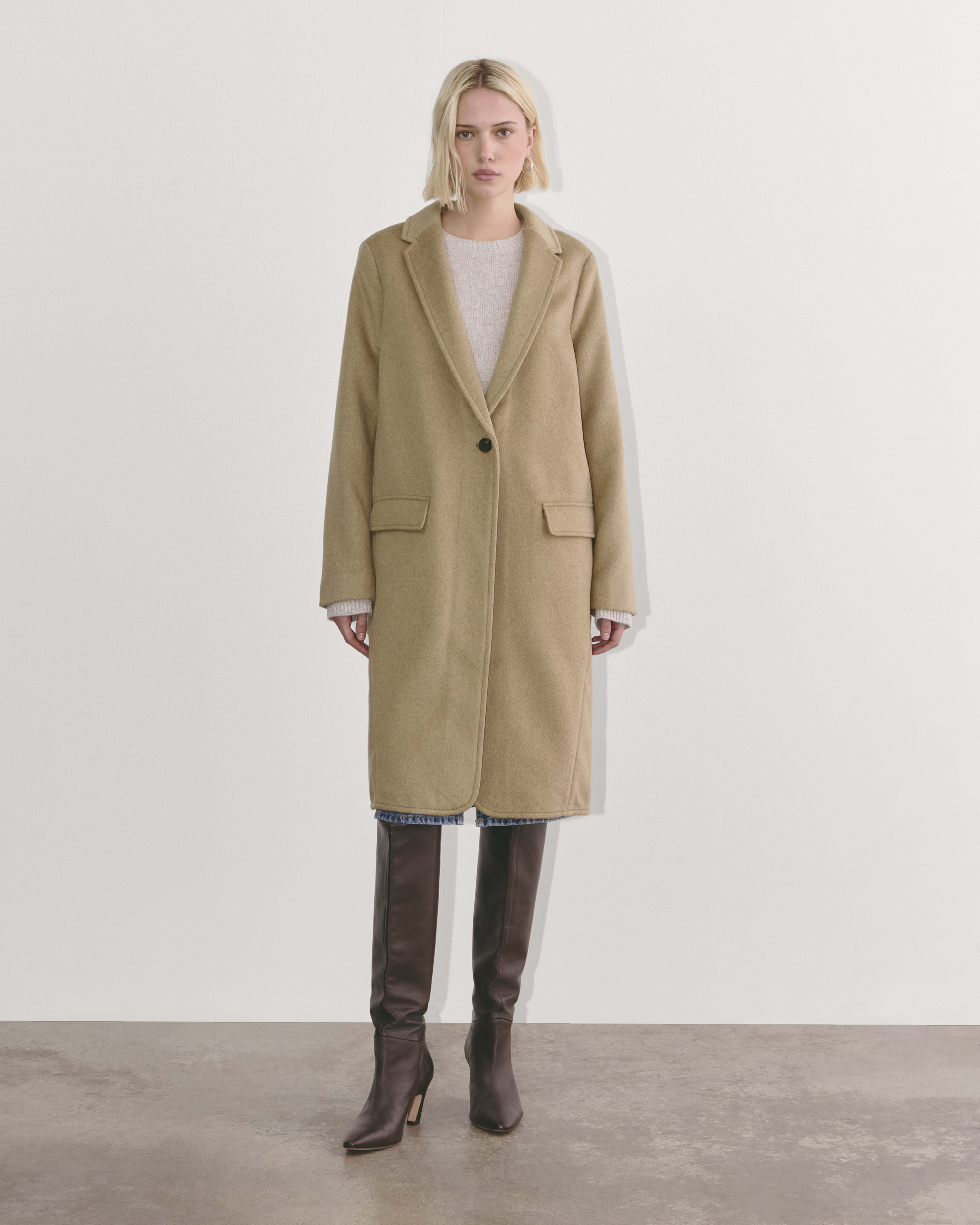 The Topcoat in Wool Dark Heathered Camel Everlane