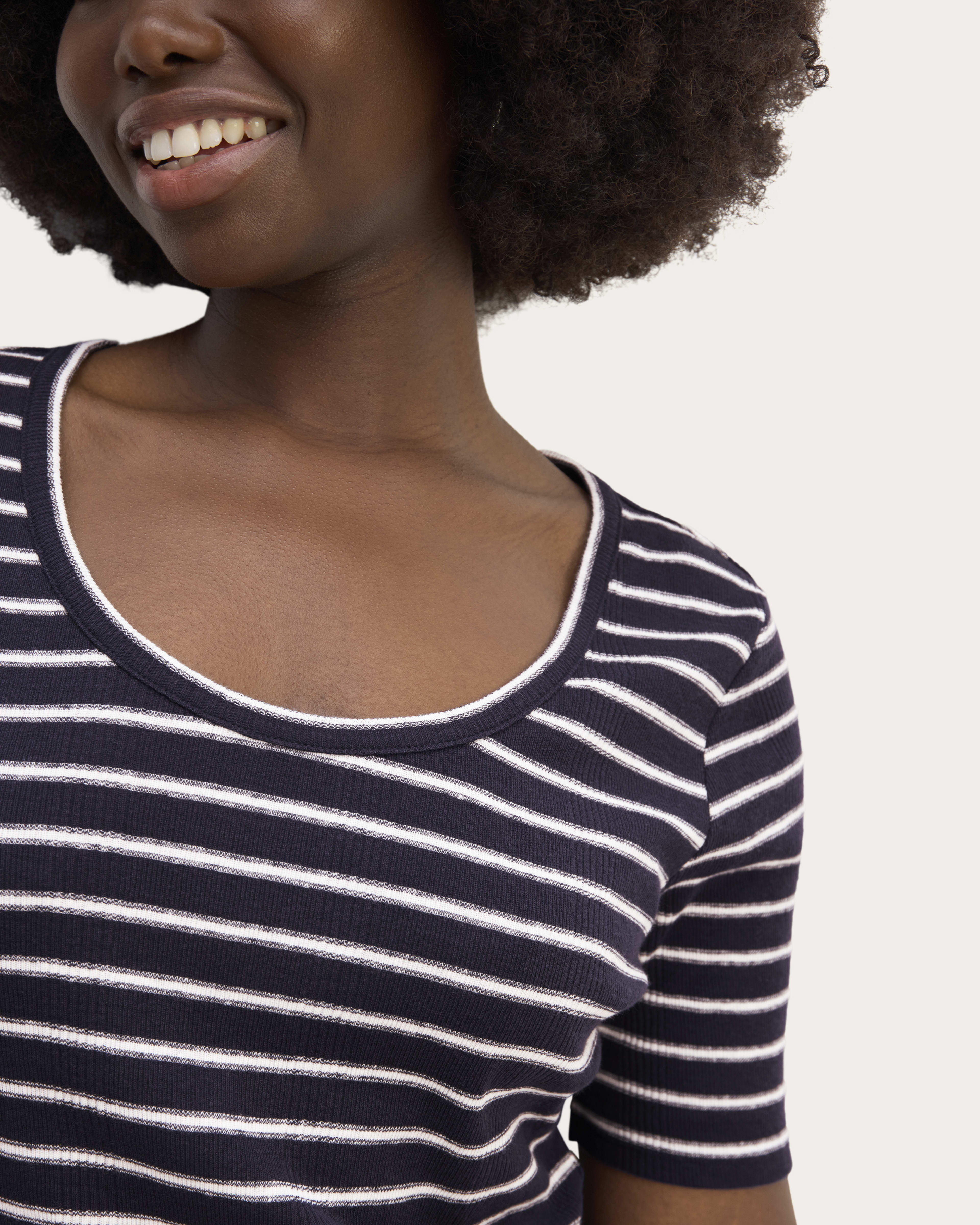 Rib Scoop Hem Top - Skyline