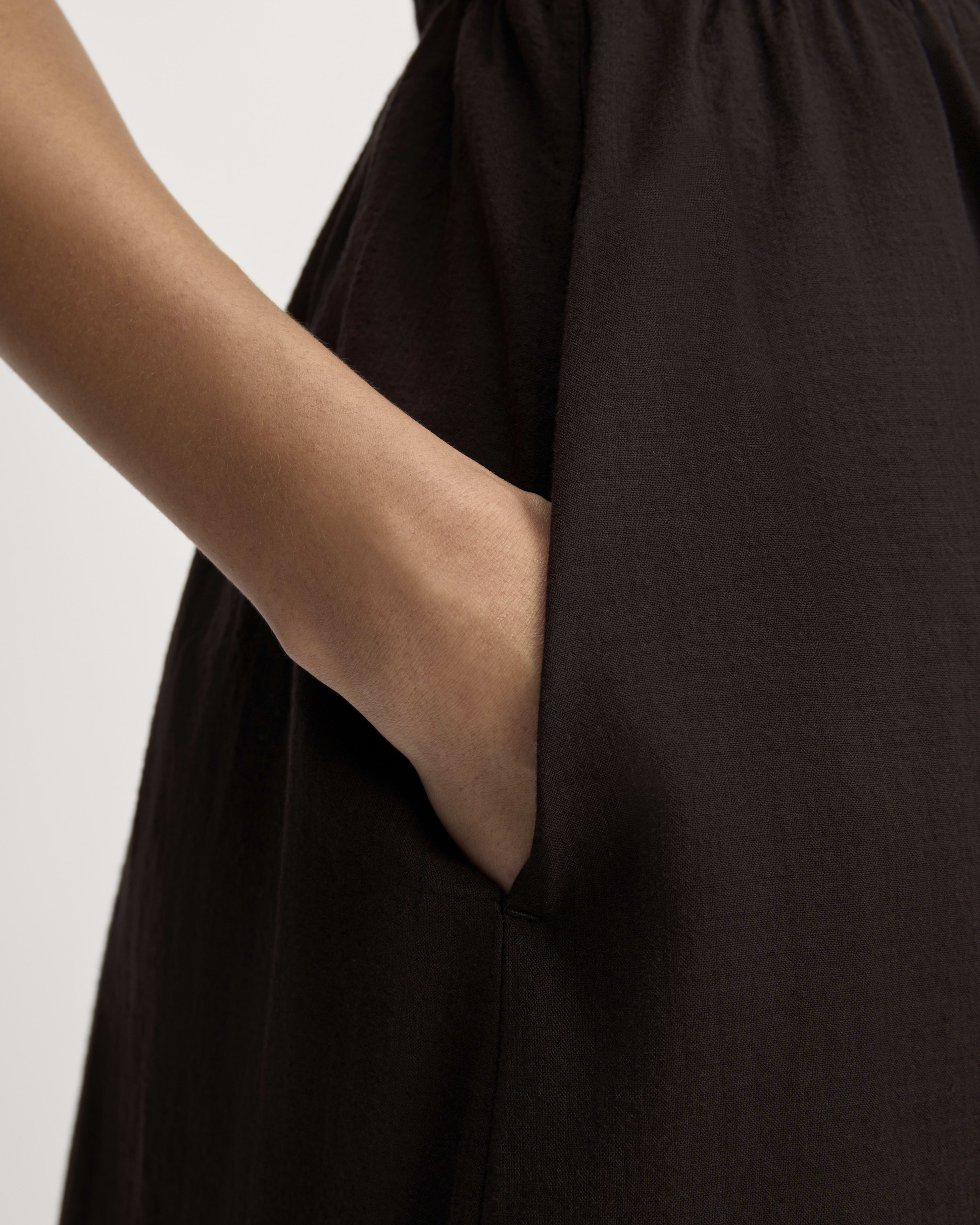 The Gauze Off-the-Shoulder Dress Black – Everlane