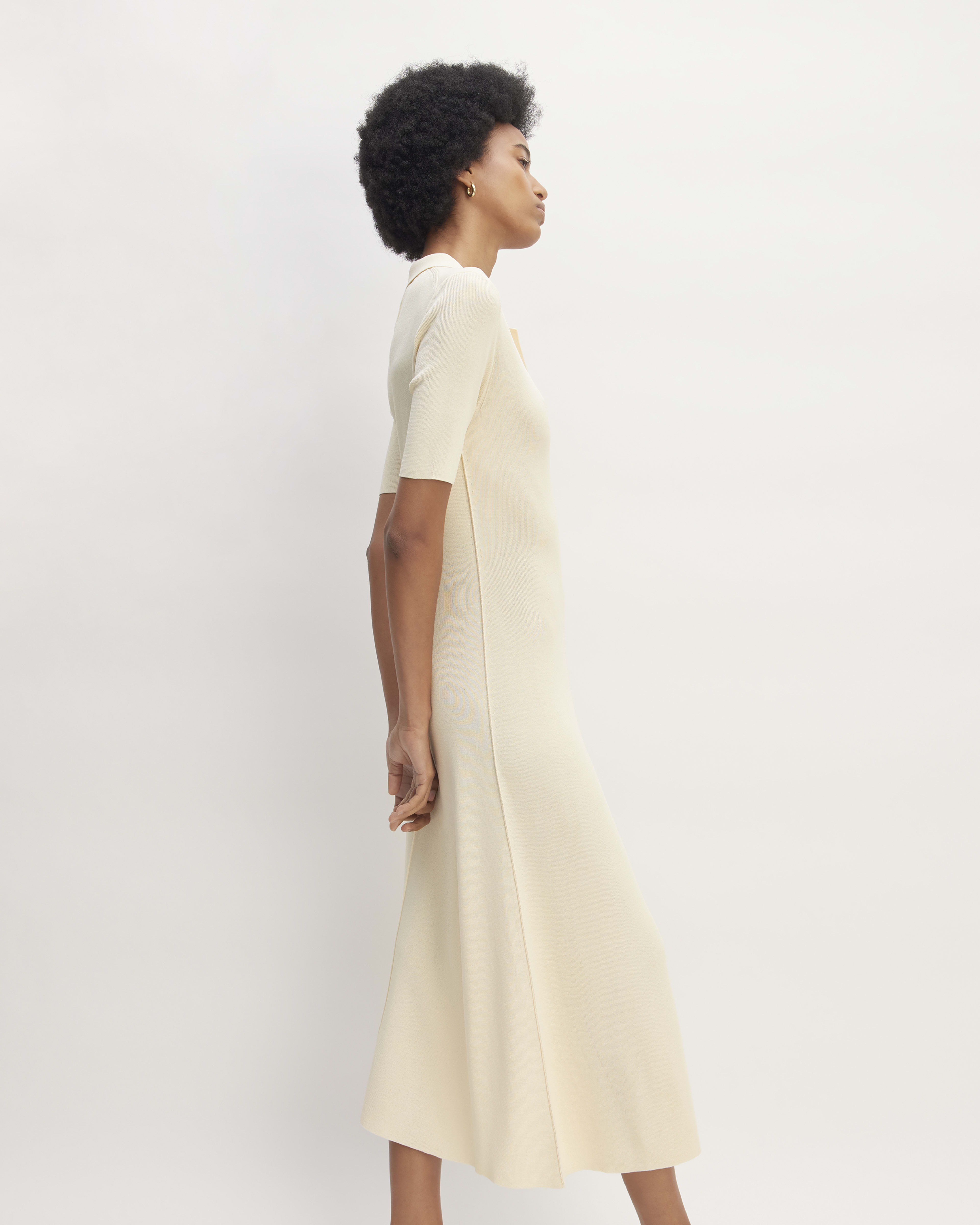 Knit Polo Midi Dress with Asymmetric Hem - Quiet Confidence