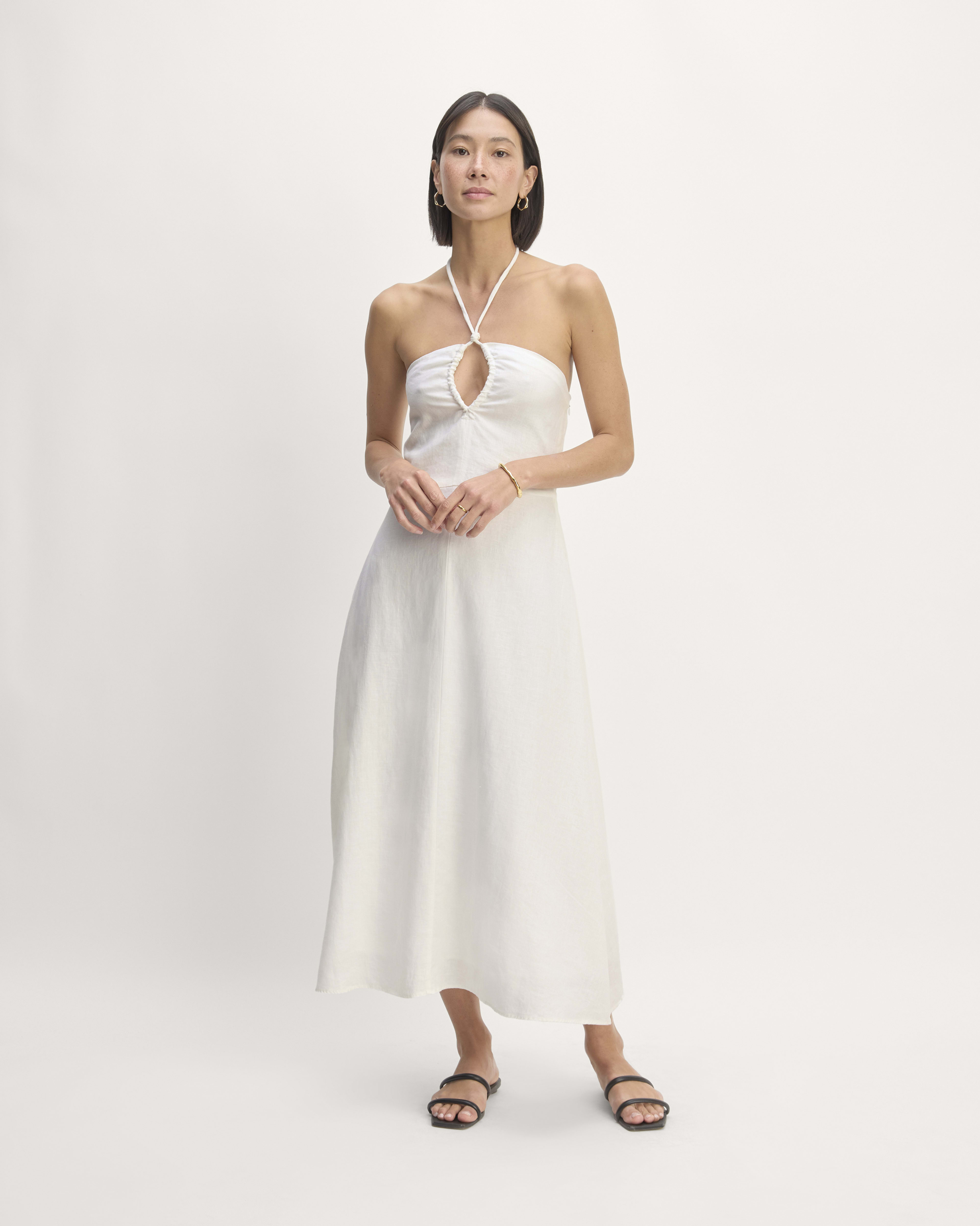 White linen halter dress 2025