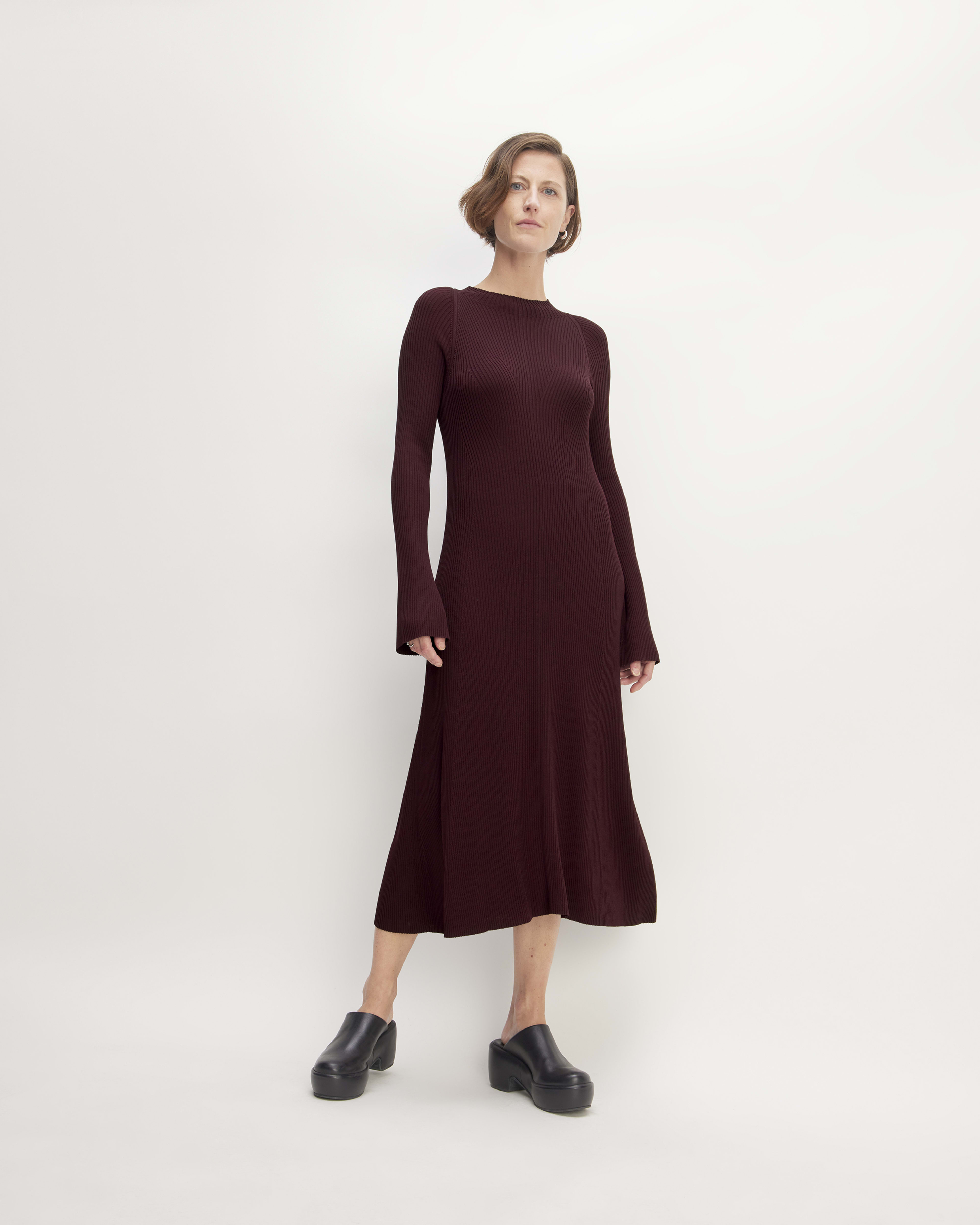 Burgundy mock neck dress online