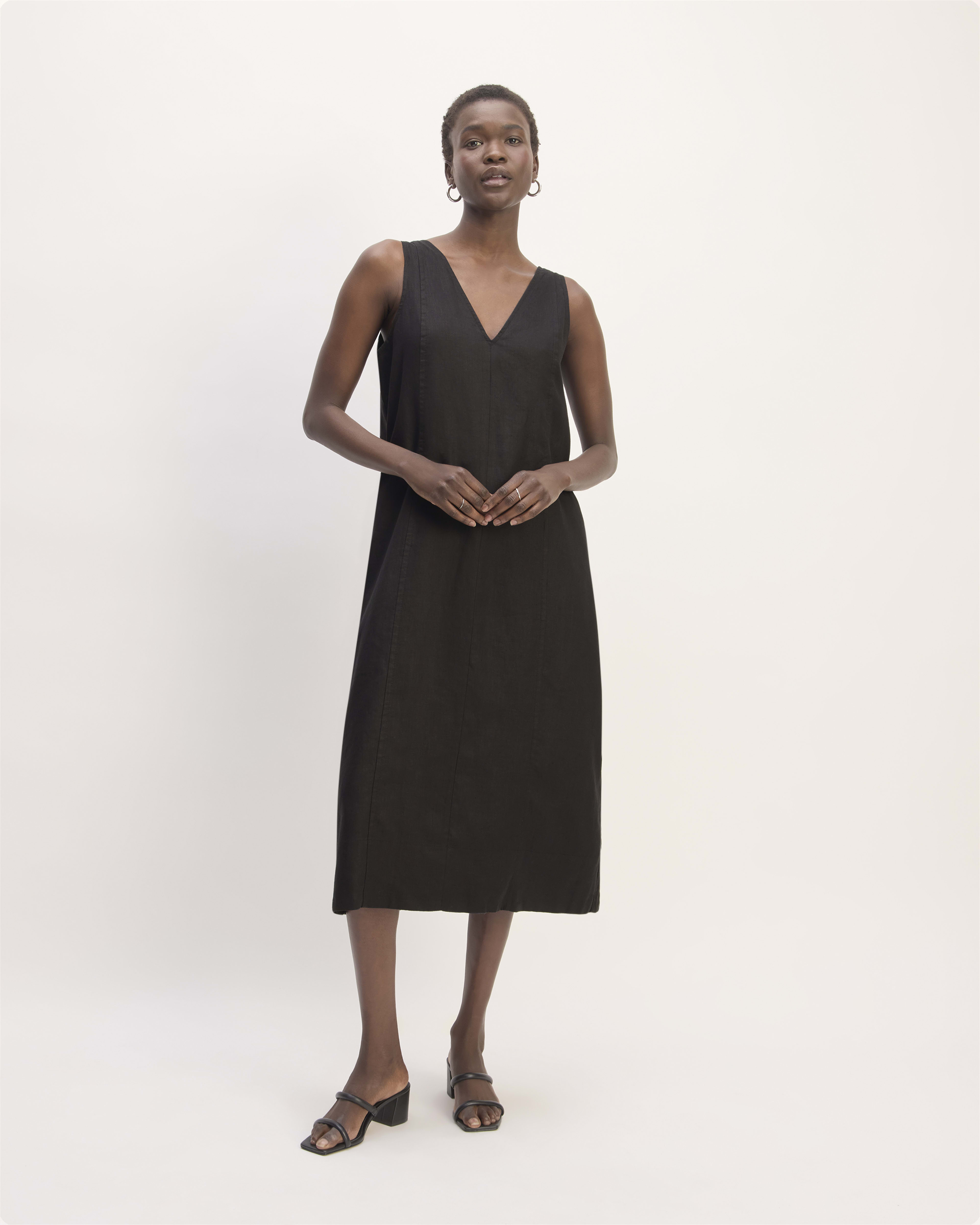Black v neck midi dress hotsell