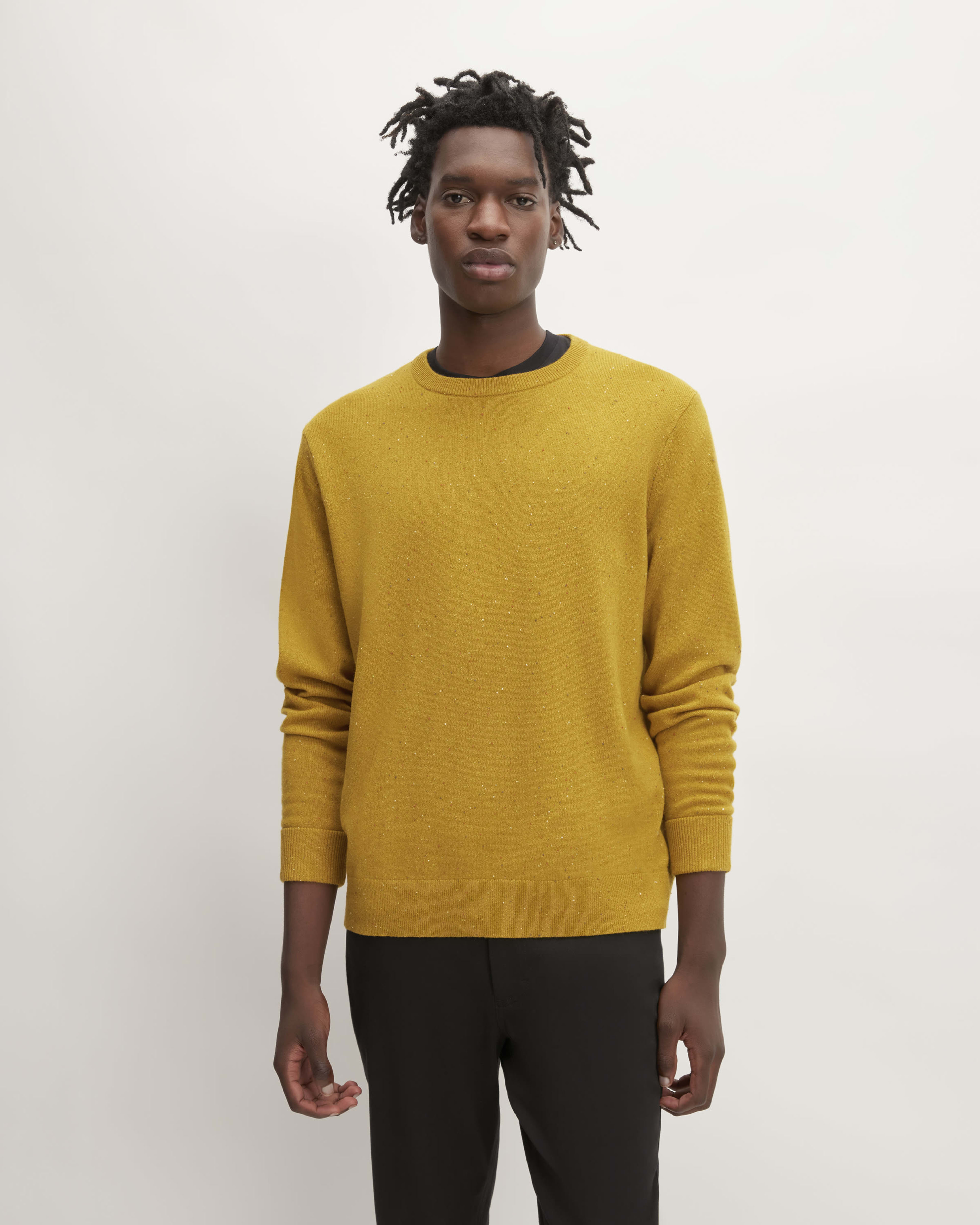 The Grade-A Cashmere Crew Mustard Donegal – Everlane