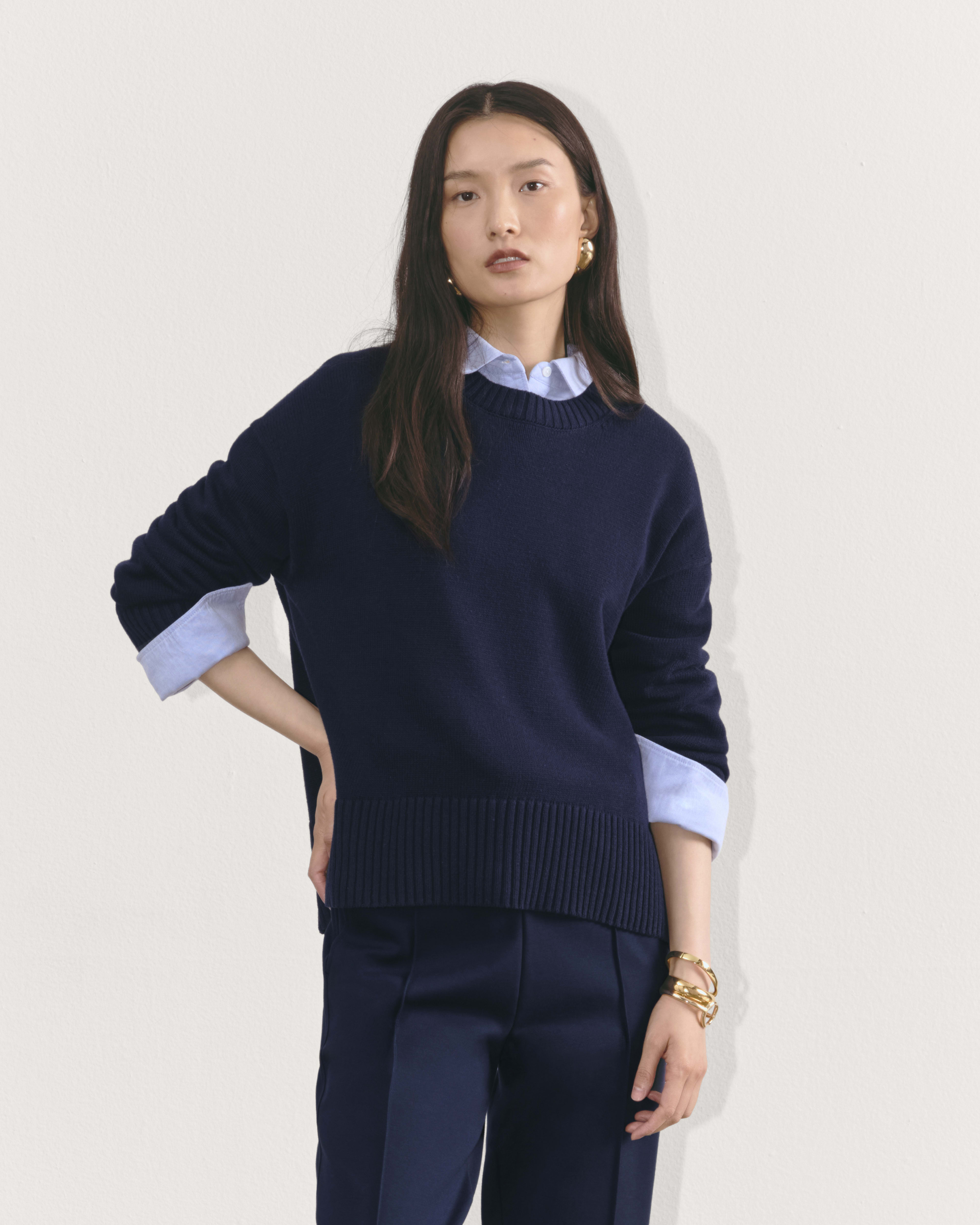 Navy boxy jumper cheap