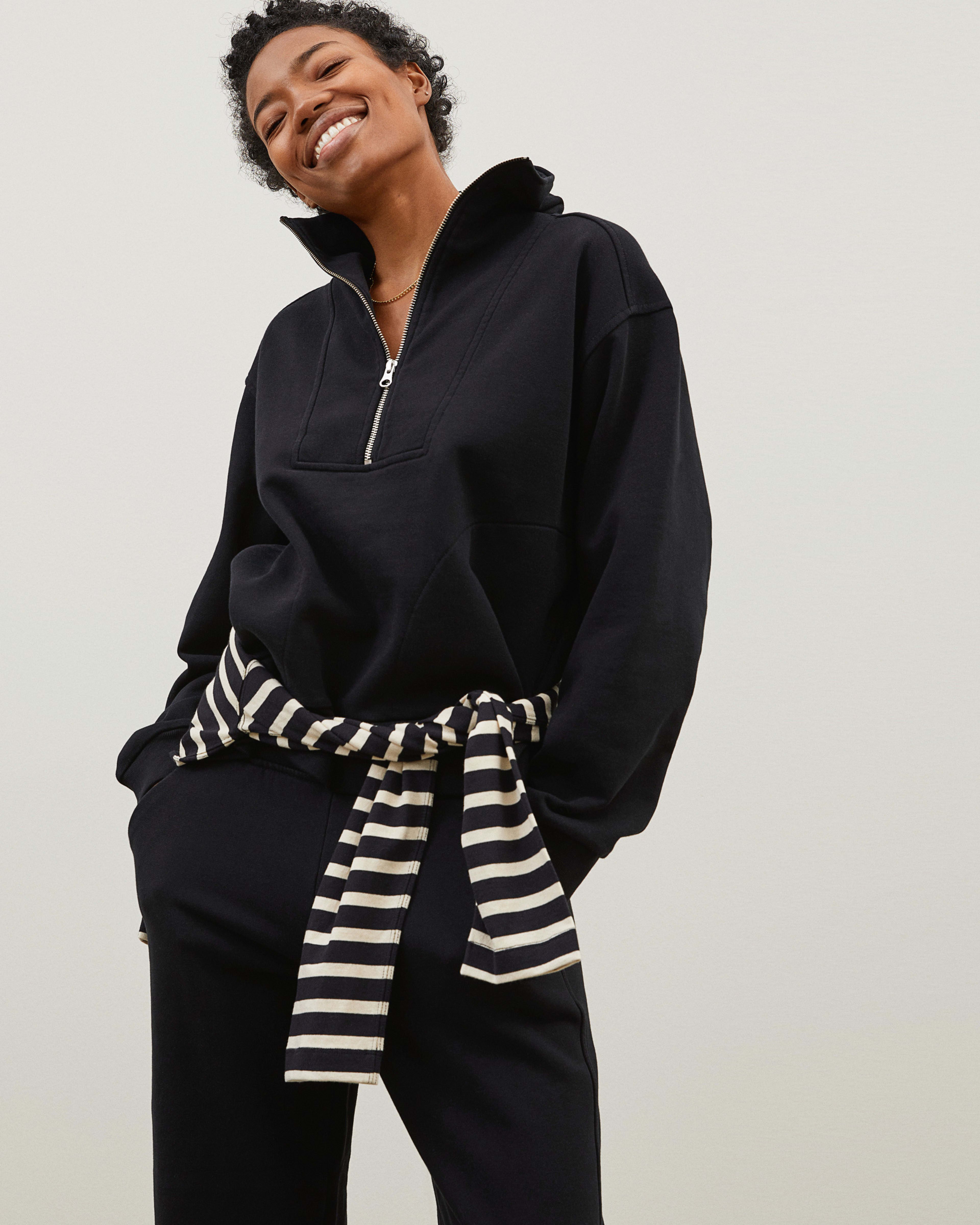 The Track Half Zip Black Everlane