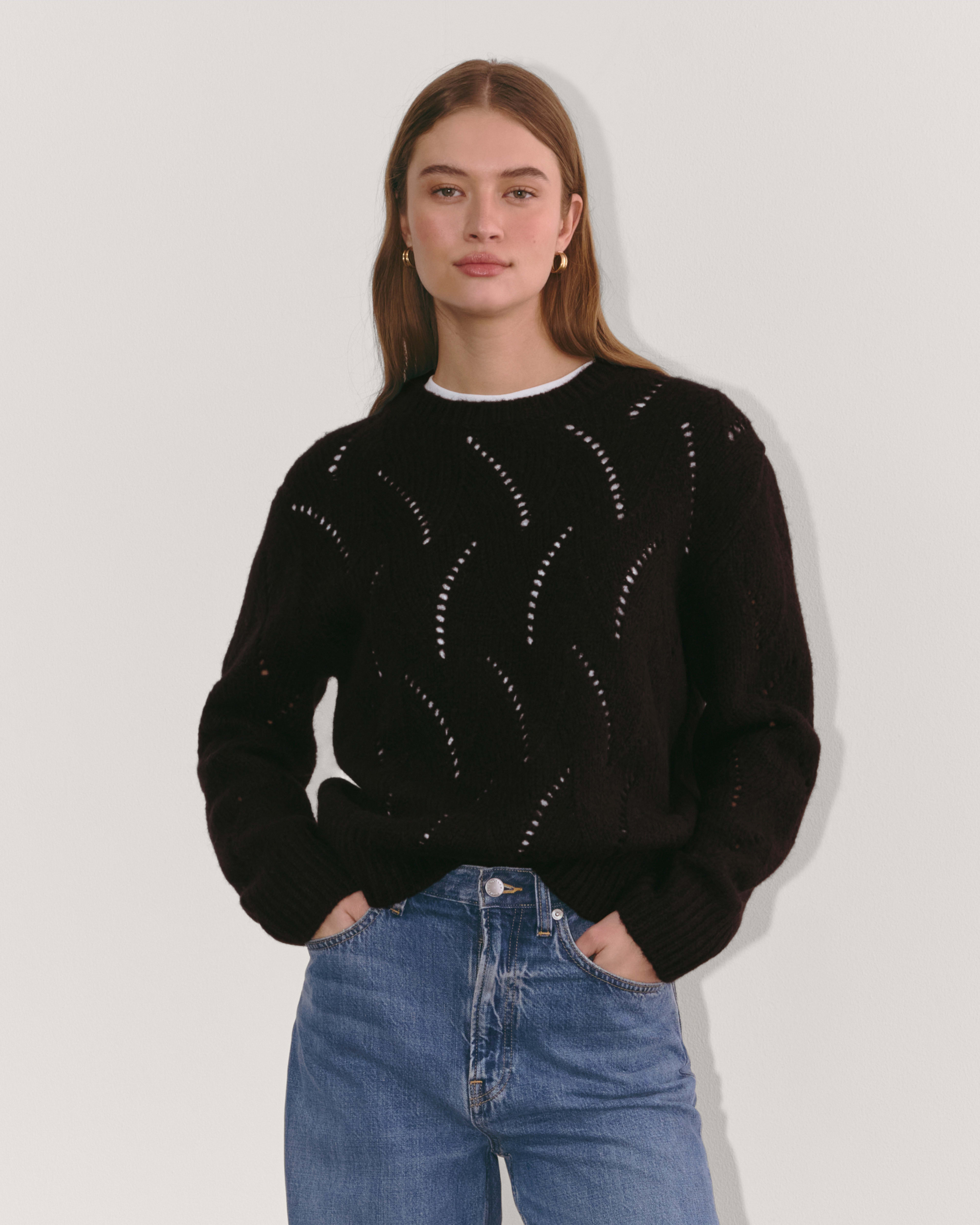 The Pointelle Sweater in Cloud